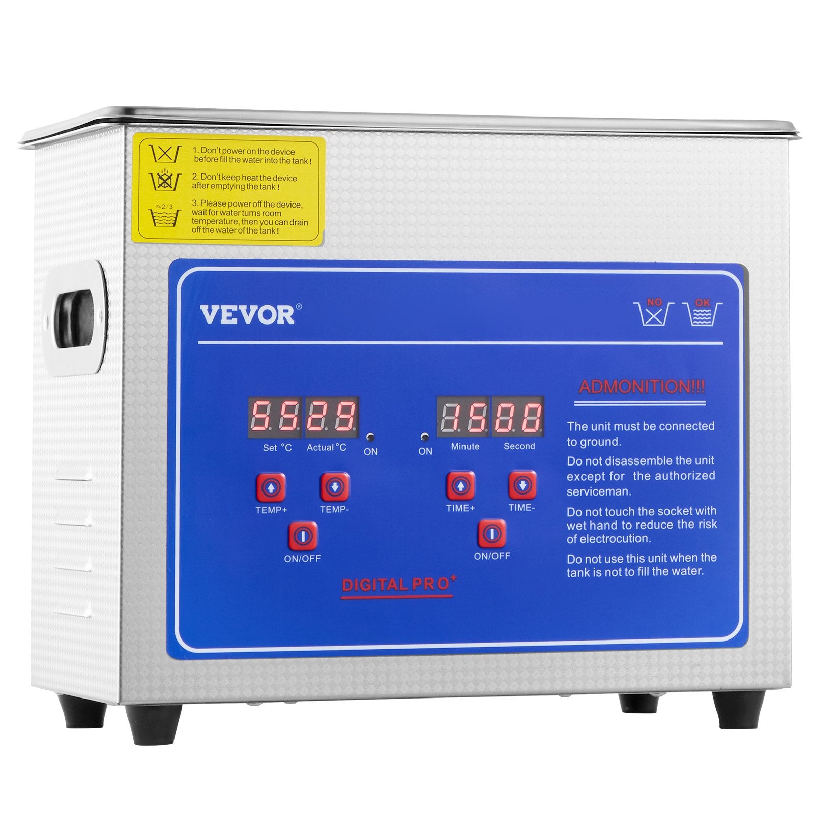 Ultrasonic Cleaner 2.85L Jewelry Stainless Steel Digital Timer Heater 40kHz