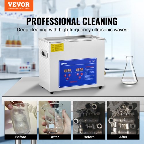 VEVOR 6L Ultrasonic Cleaner with Digital Timer Heater Stainless Steel Sonic