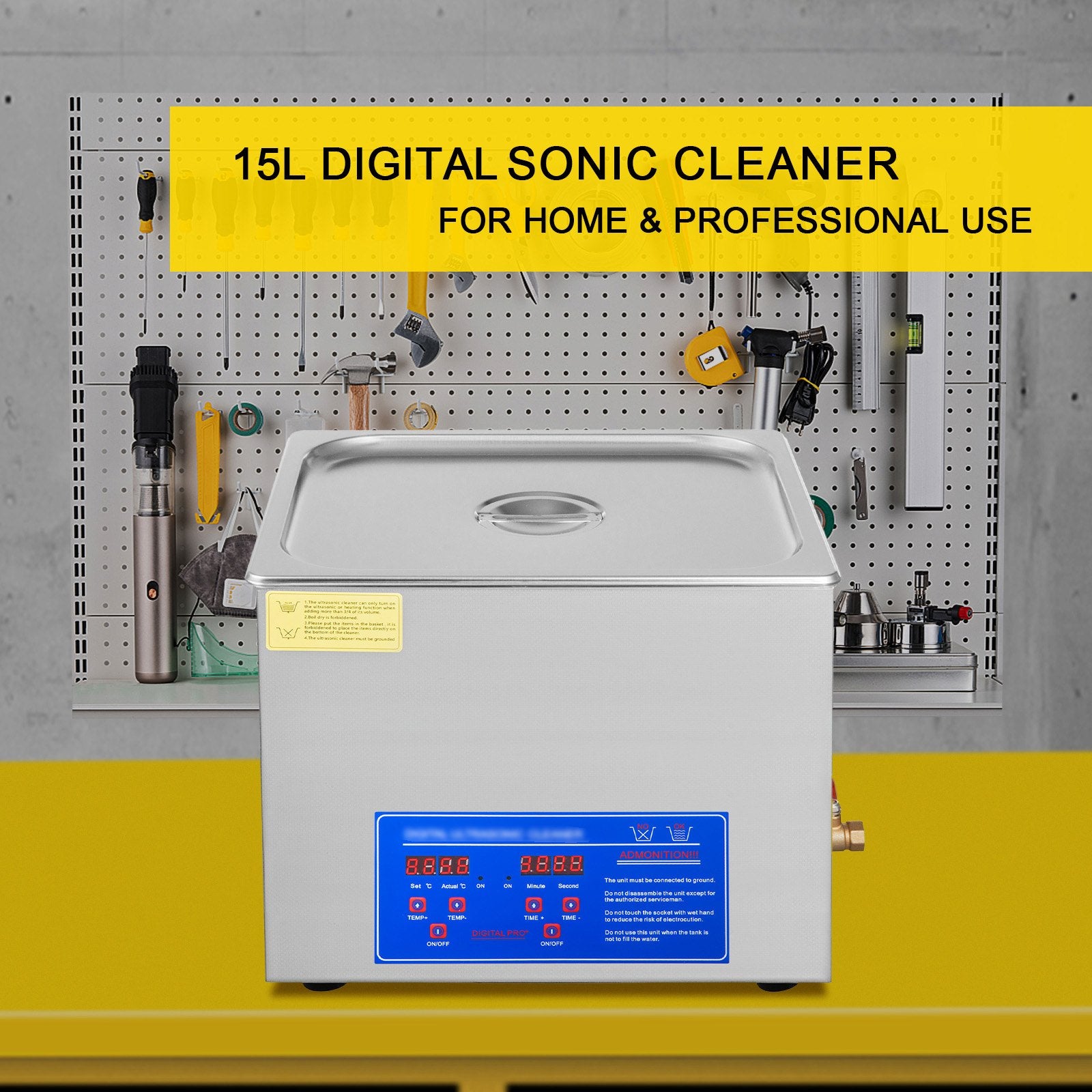 15L Ultrasonic Cleaner Digital Timer Heater 40kHz Industrial Parts Tool Cleaning