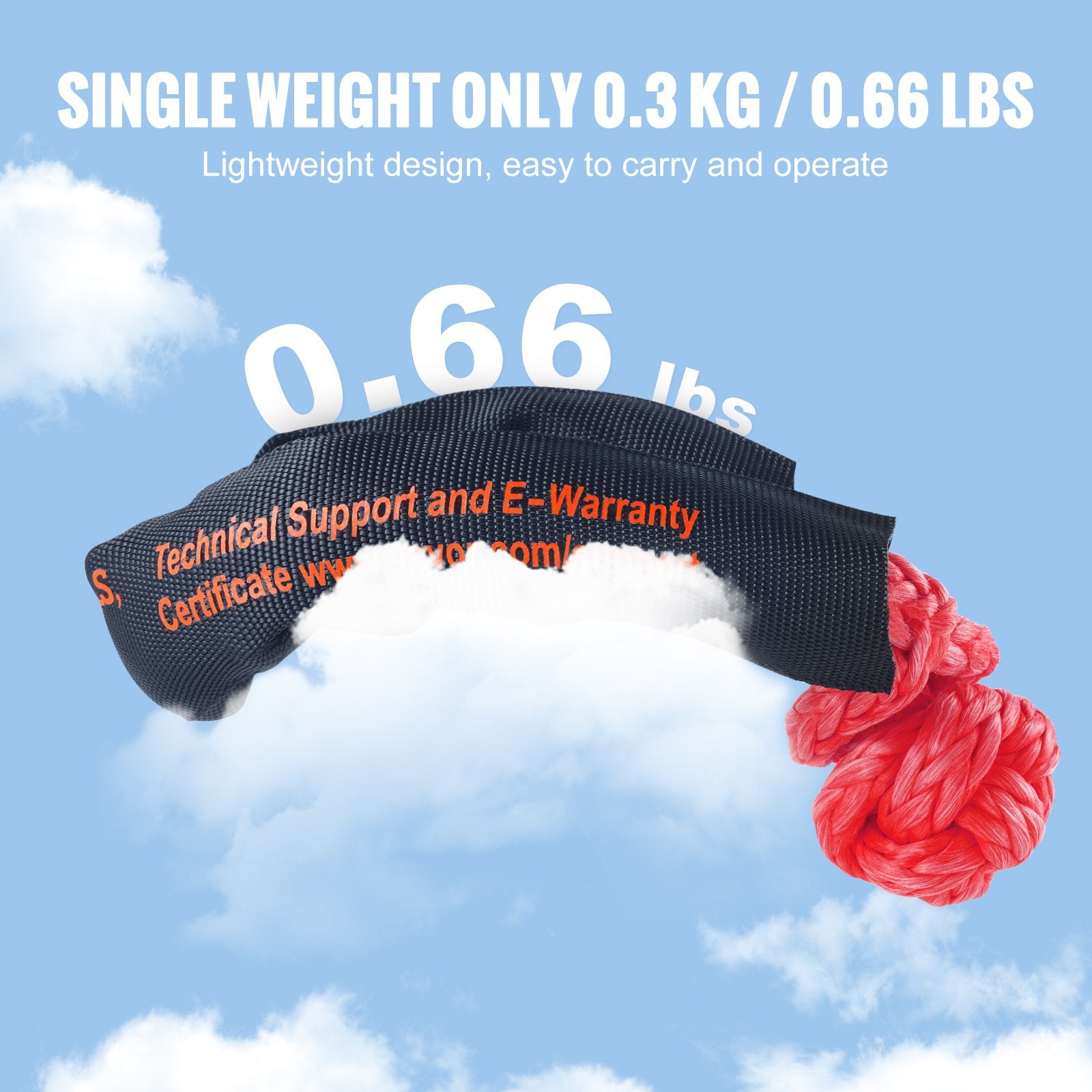 Synthetic Soft Shackle Rope 2-Pack 20 Ton Recovery Tow Shackles with Bag Red