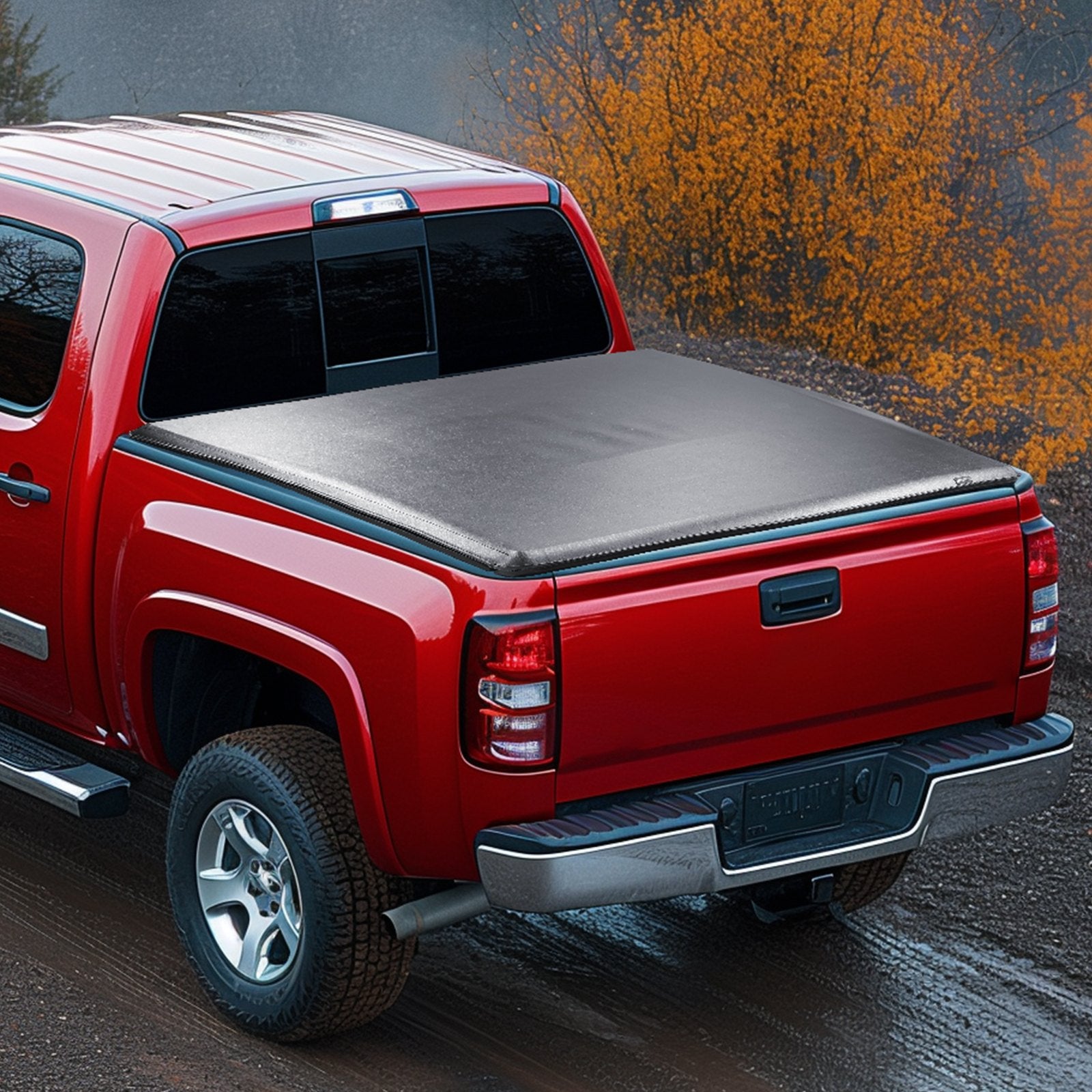 Truck Bed Cover Roll Up Tonneau Soft PVC for 2014-2024 Chevy Silverado GMC 1500