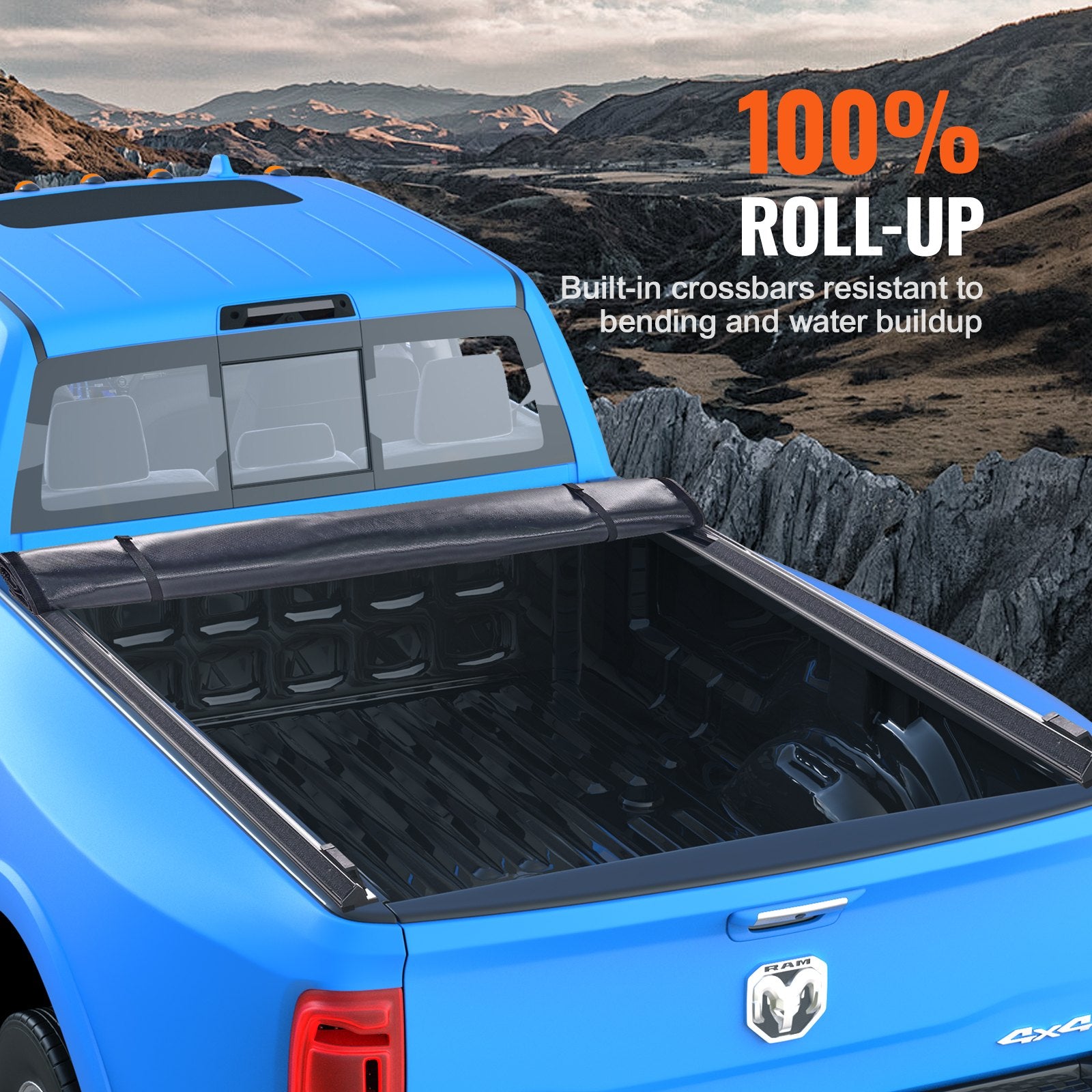 Truck Bed Cover Roll Up Tonneau Soft PVC for 2002-2024 Dodge Ram 1500-3500