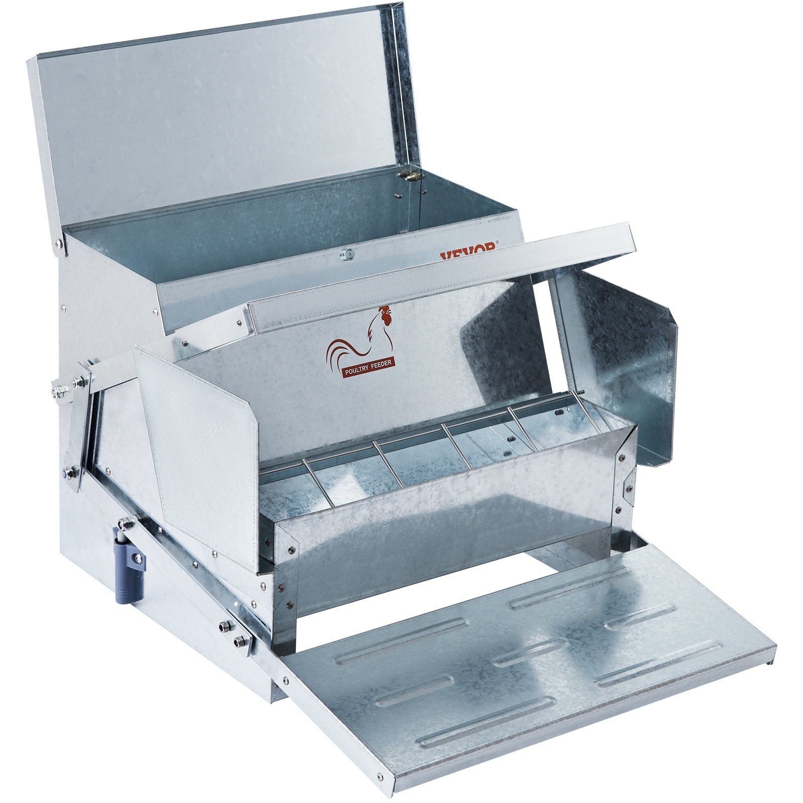 Automatic Chicken Feeder 25 lb Galvanized Steel Poultry Feeder for 10 Chickens