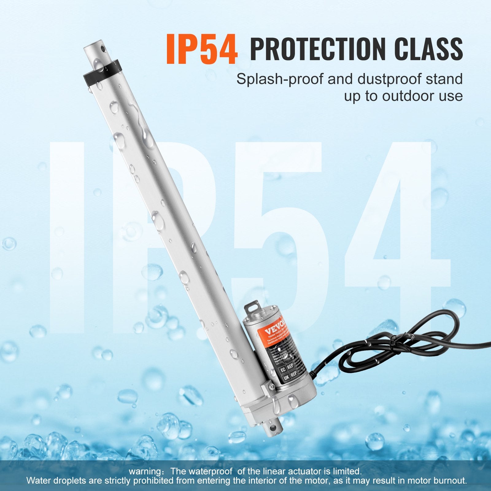 12V Linear Actuator 12 Inch High Load 1500N 0.19″/s with Bracket IP54