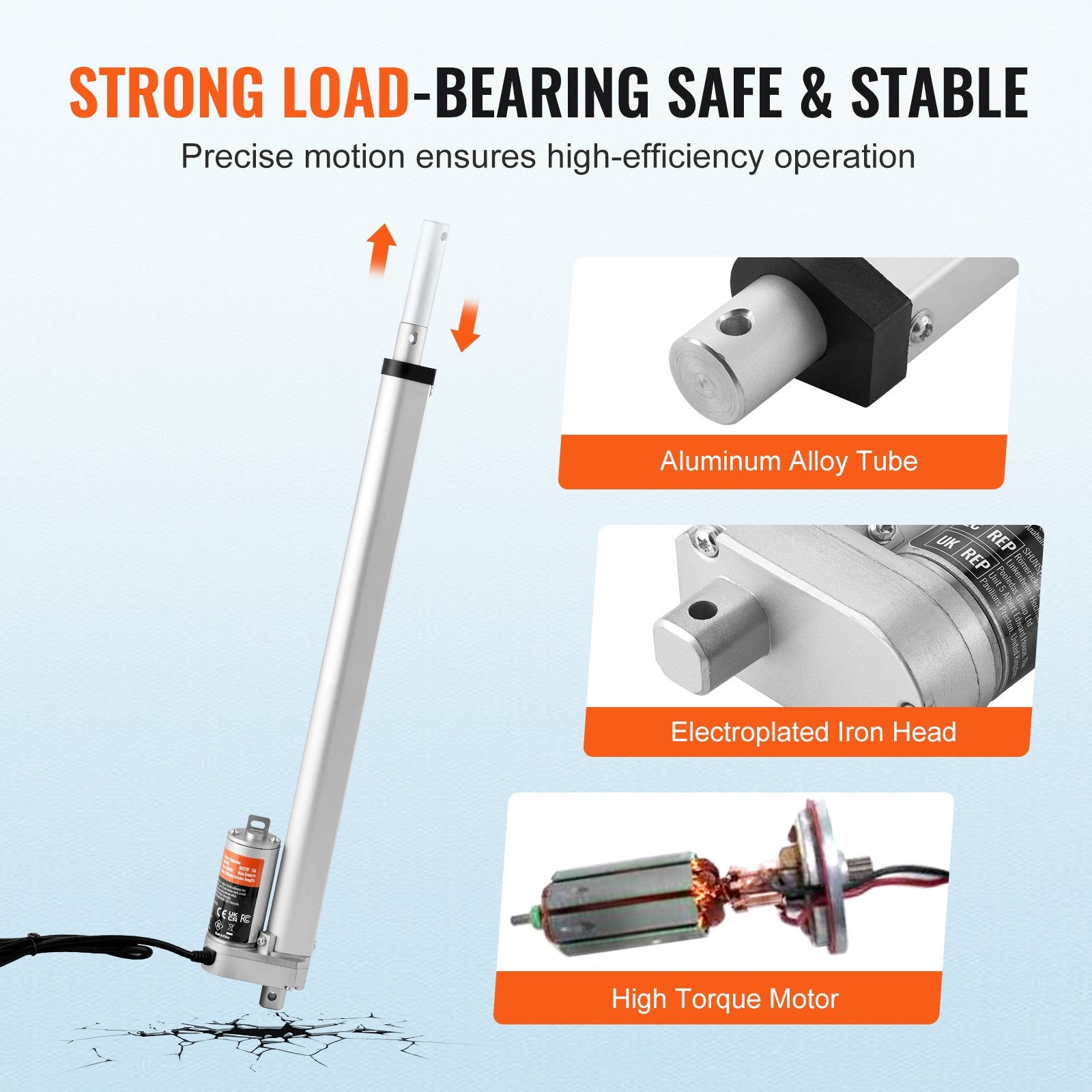 12V Linear Actuator 16 Inch High Load 1500N 0.19″/s with Bracket IP54