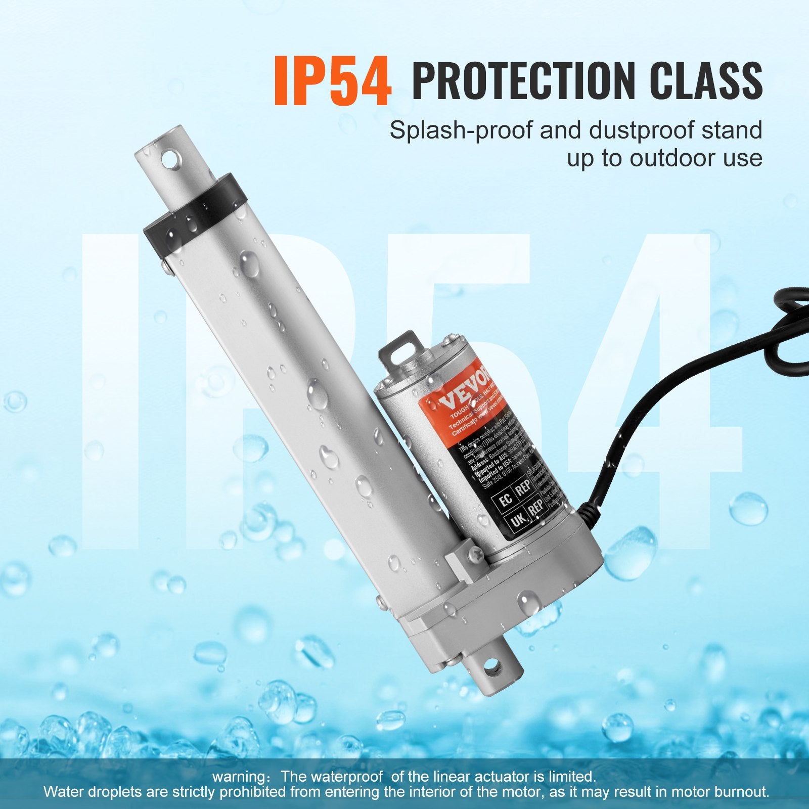 12V Linear Actuator 4 Inch 1500N High Load with Bracket IP54