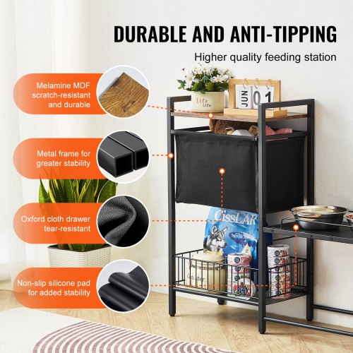VEVOR Pet Feeding Station Elevated Dog Bowls with Storage Shelves
