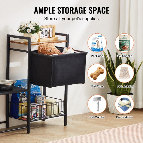 VEVOR Pet Feeding Station Elevated Dog Bowls with Storage Shelves
