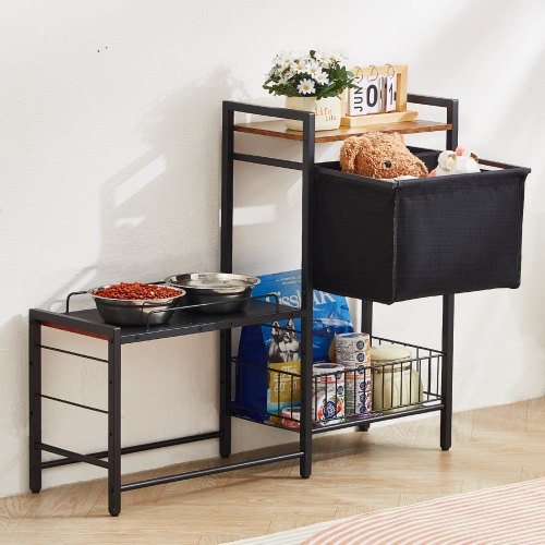 VEVOR Pet Feeding Station Elevated Dog Bowls with Storage Shelves