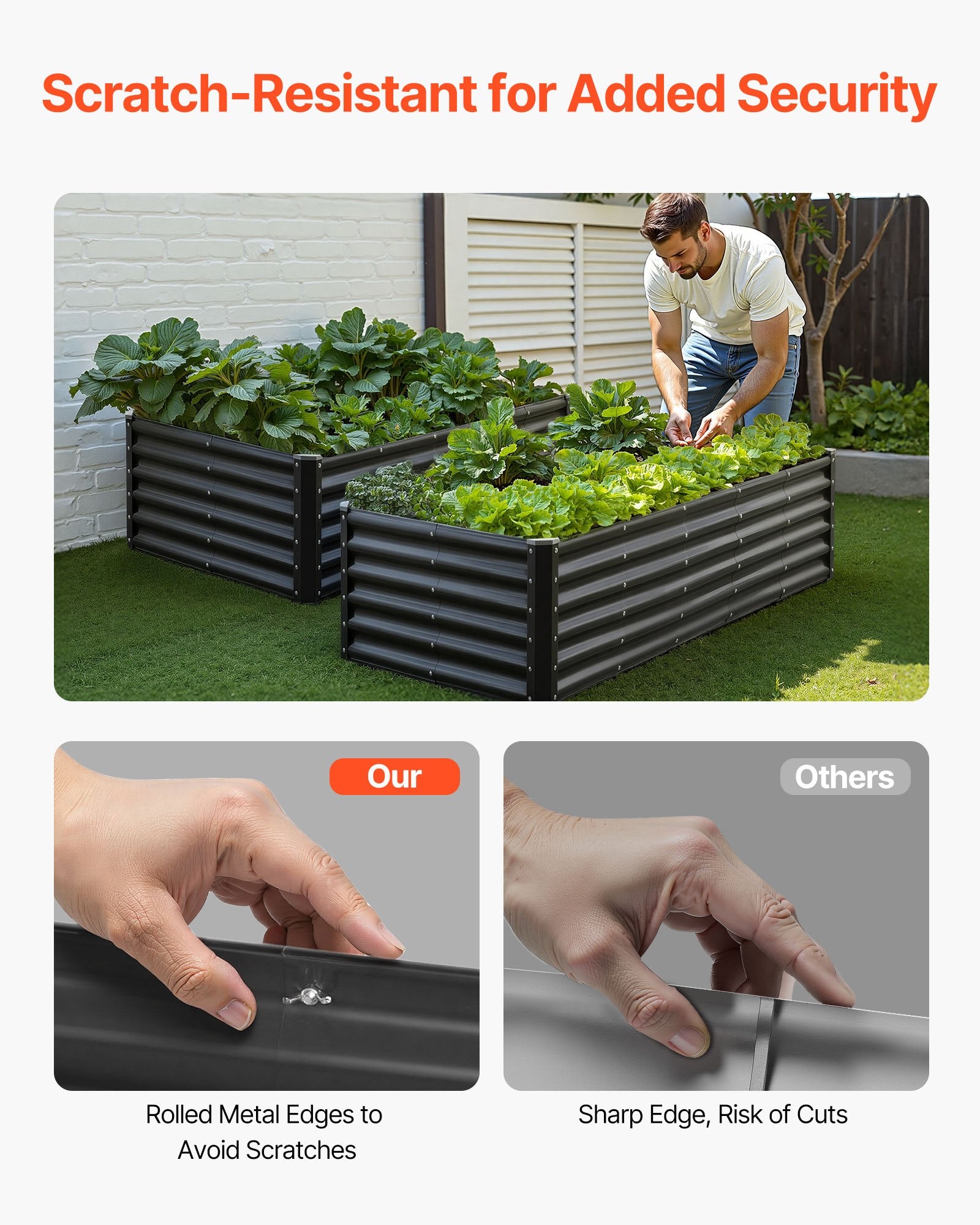 Metal Raised Garden Bed 1.8x0.9x0.4m Galvanized Outdoor Planter Box Dark Gray