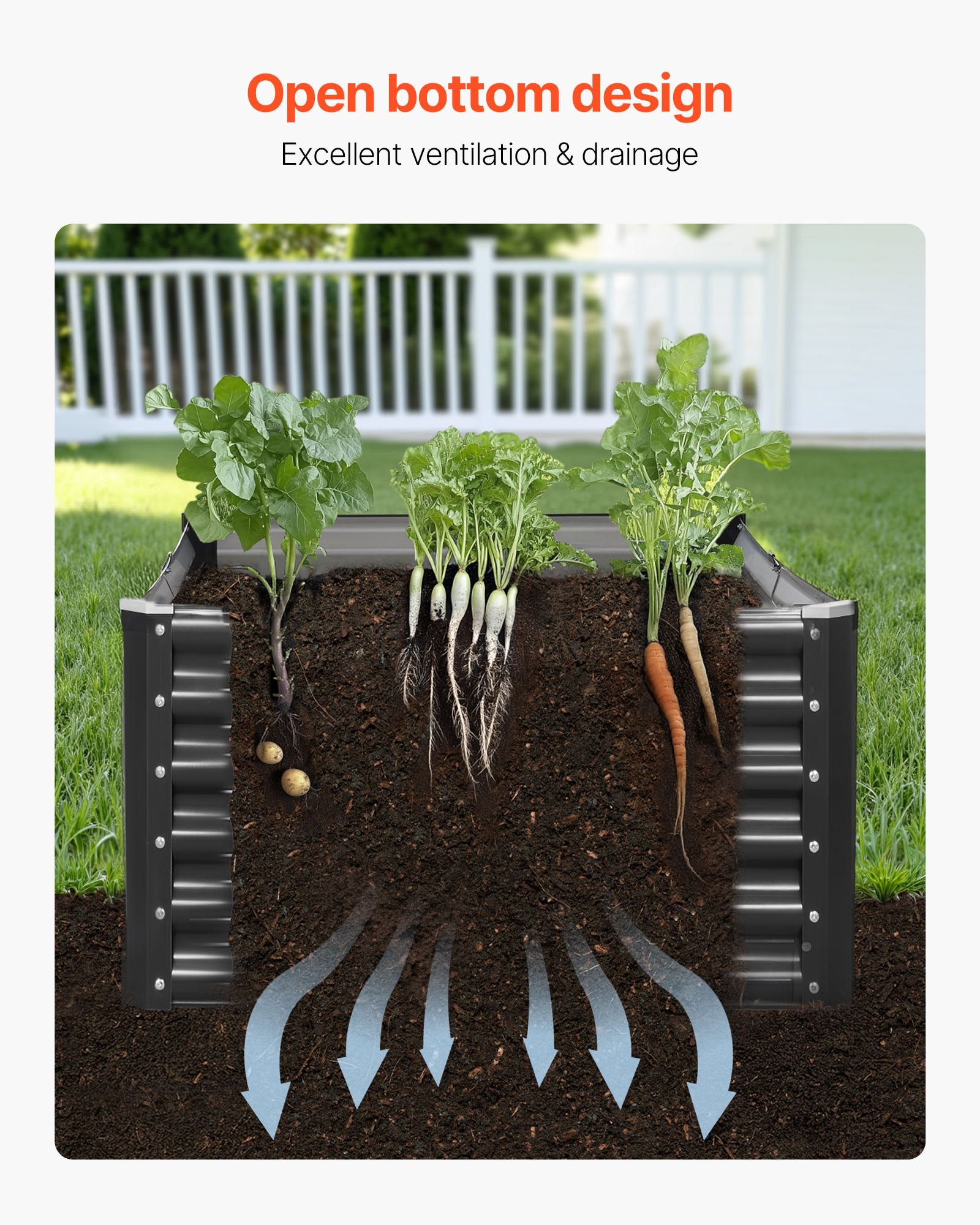 Metal Raised Garden Bed 1.8x0.9x0.4m Galvanized Outdoor Planter Box Dark Gray