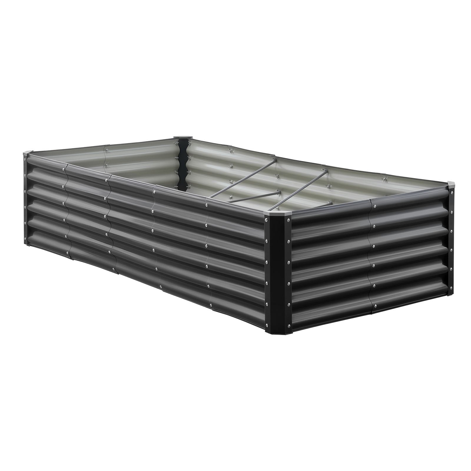 Metal Raised Garden Bed 1.8x0.9x0.4m Galvanized Outdoor Planter Box Dark Gray