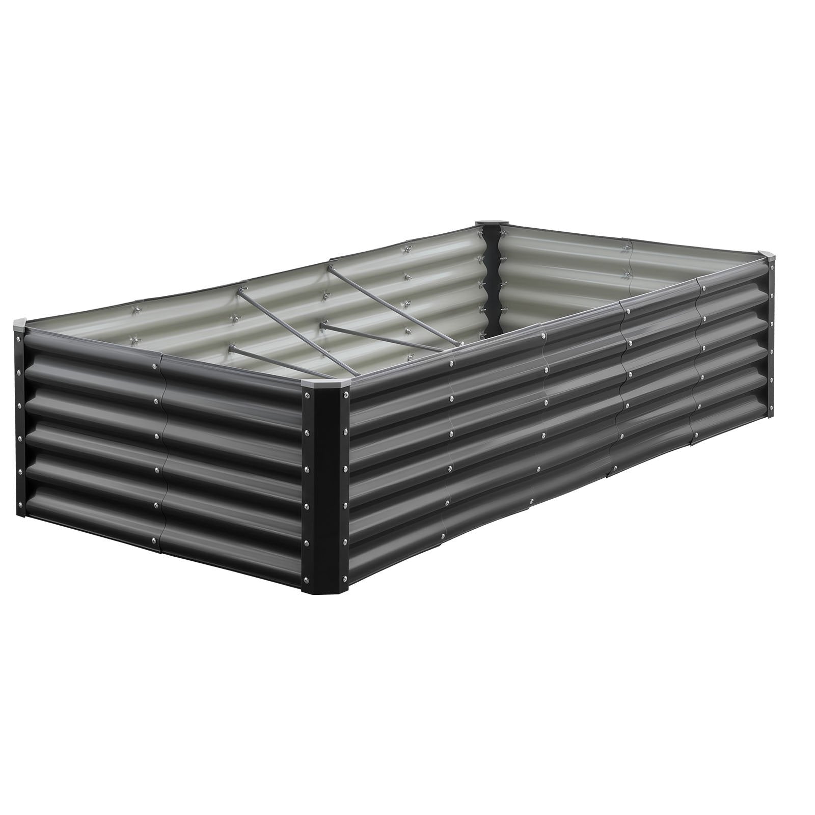 Metal Raised Garden Bed 1.8x0.9x0.4m Galvanized Outdoor Planter Box Dark Gray