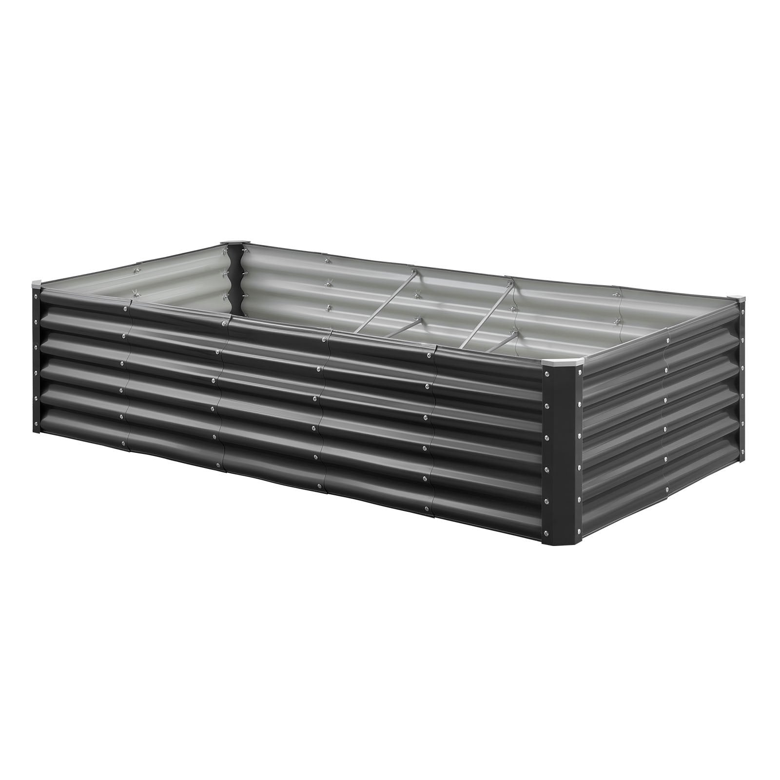Metal Raised Garden Bed 1.8x0.9x0.4m Galvanized Outdoor Planter Box Dark Gray