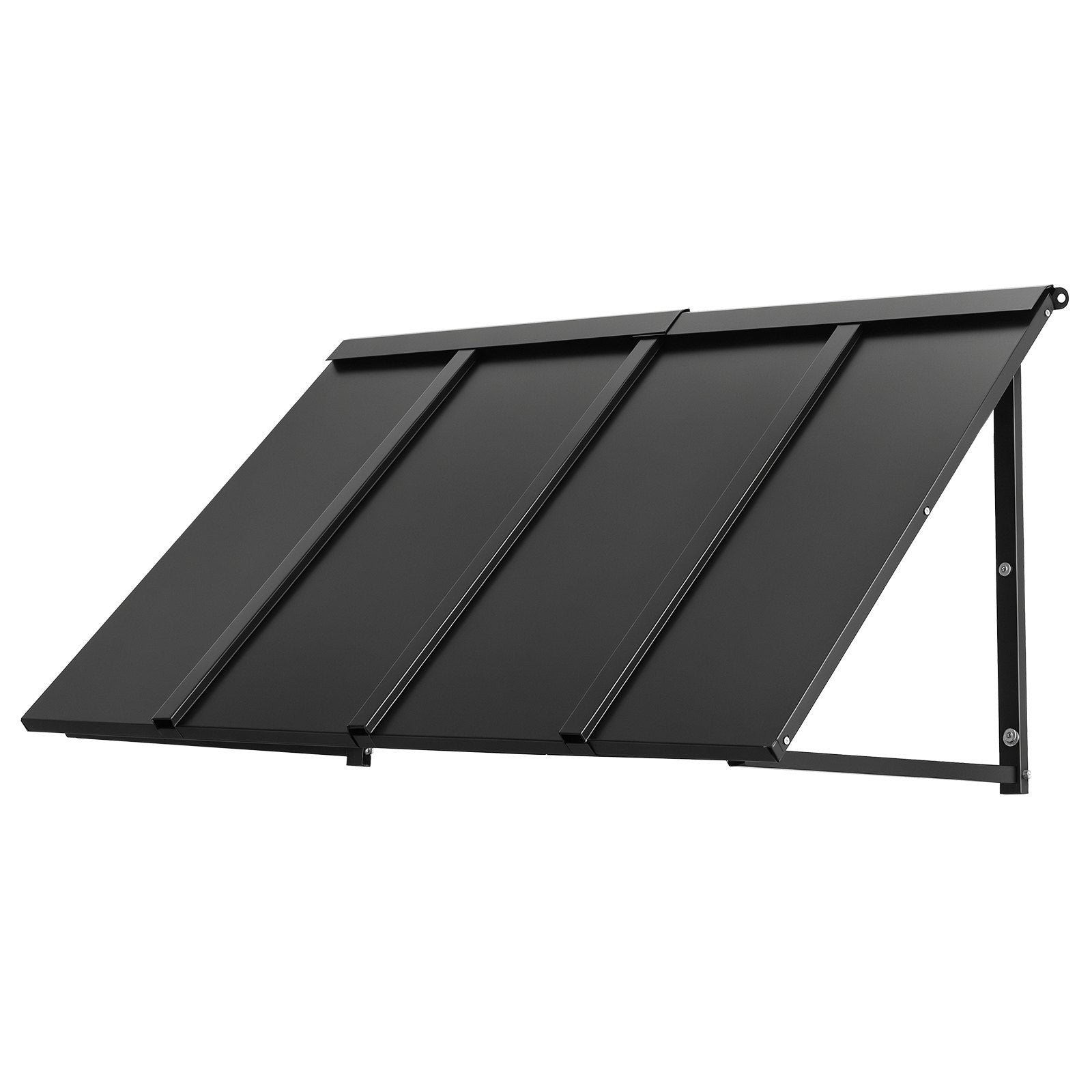 Fixed Metal Awning 44x24" Triangle Steel Frame Window Door Canopy Rain Sun Snow