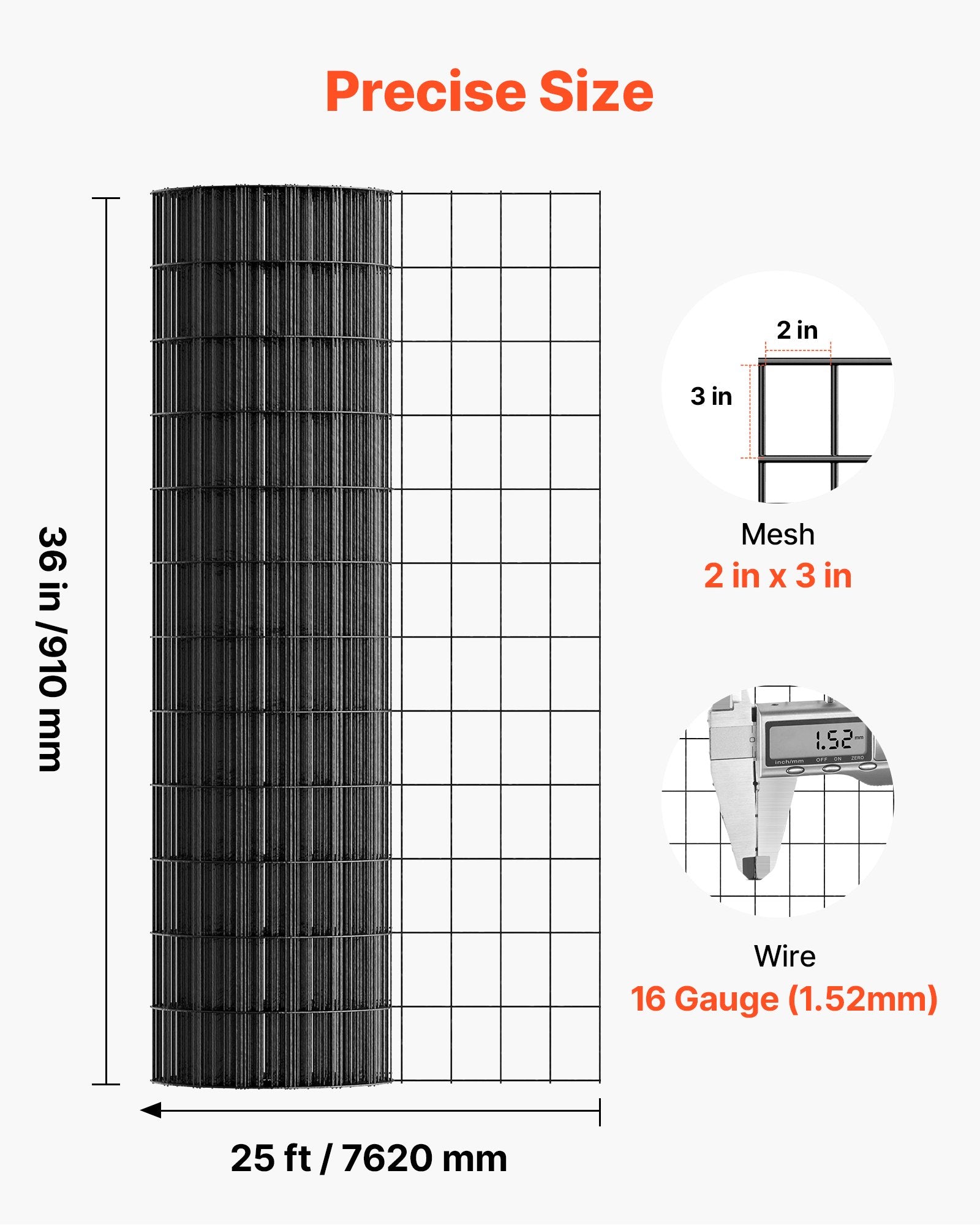 Hardware Cloth 91cm x 7.62m, 2 x 3 in Mesh, 16 Gauge Galvanized Wire Roll