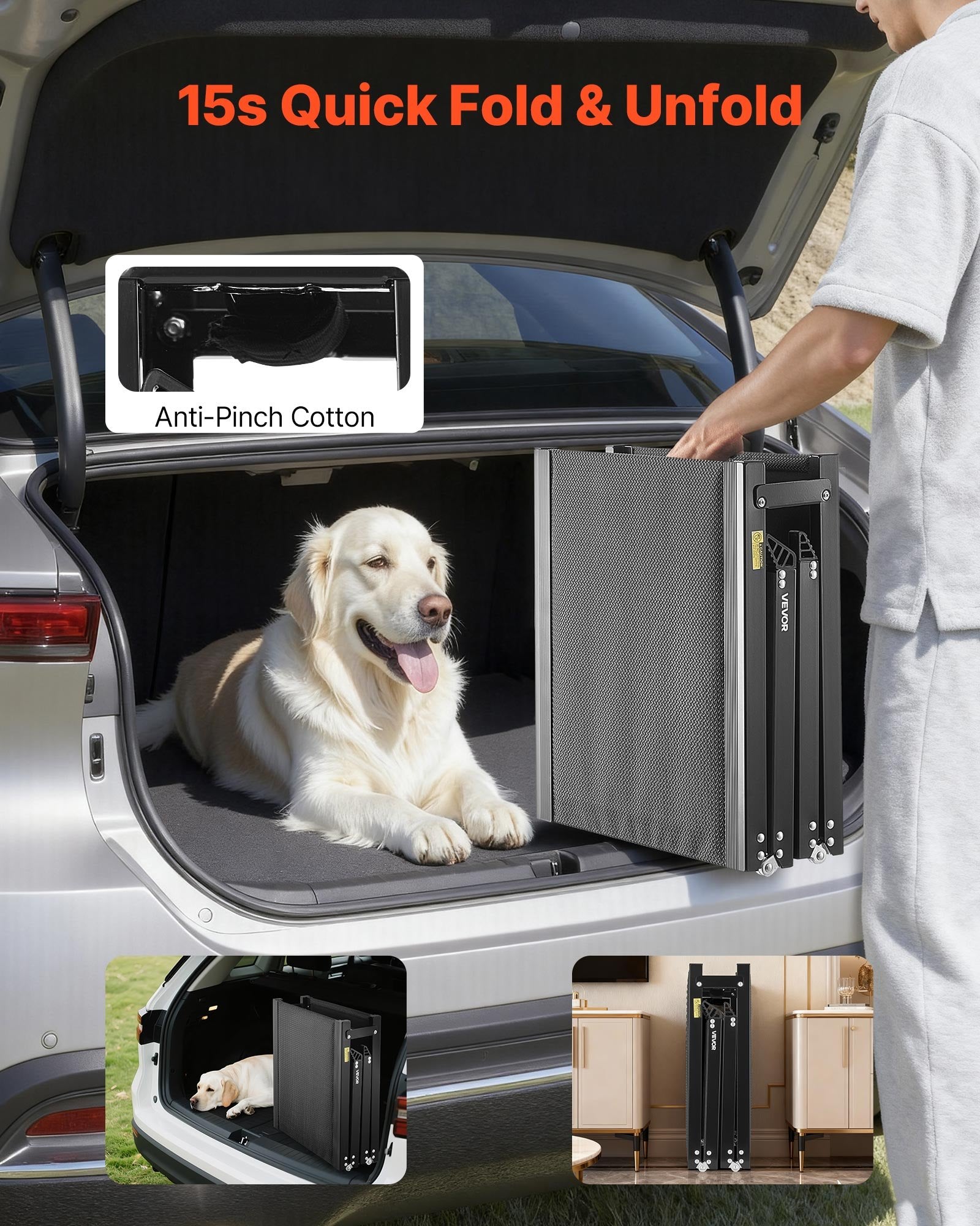 Dog Ramp for Cars 1800x432mm Folding Pet Ramp Up to 113kg Non-Slip SUV Truck