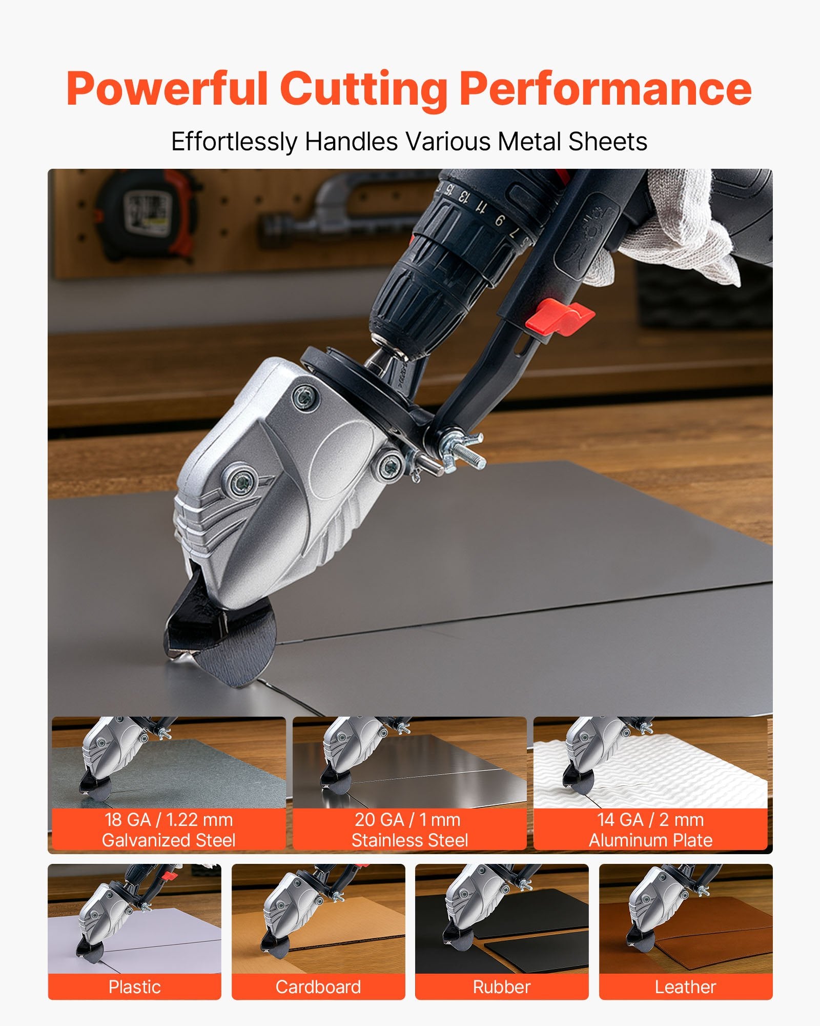 Metal Shear Drill Attachment 360° Head Sheet Cutter for Steel Aluminum