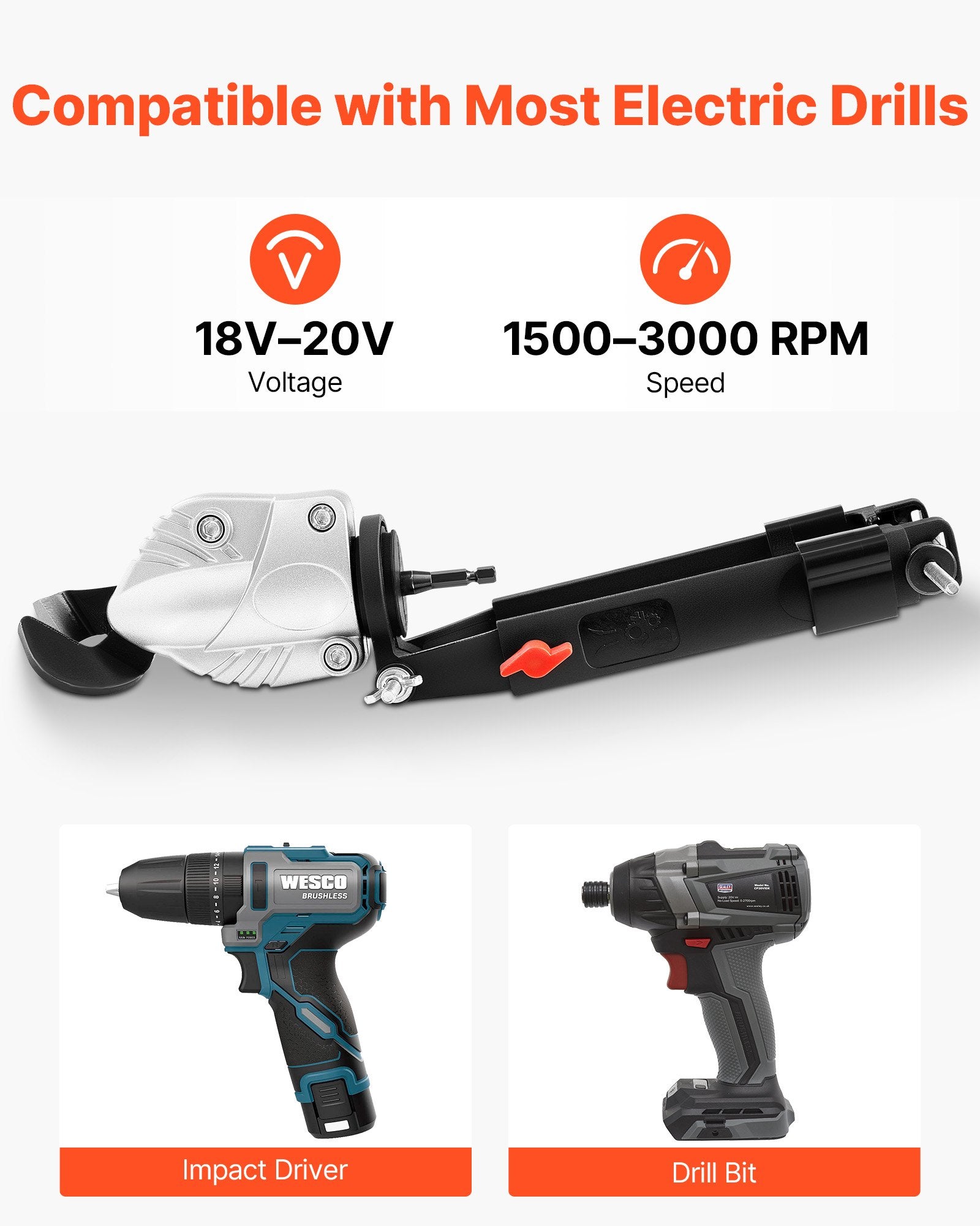 Metal Shear Drill Attachment 360° Head Sheet Cutter for Steel Aluminum
