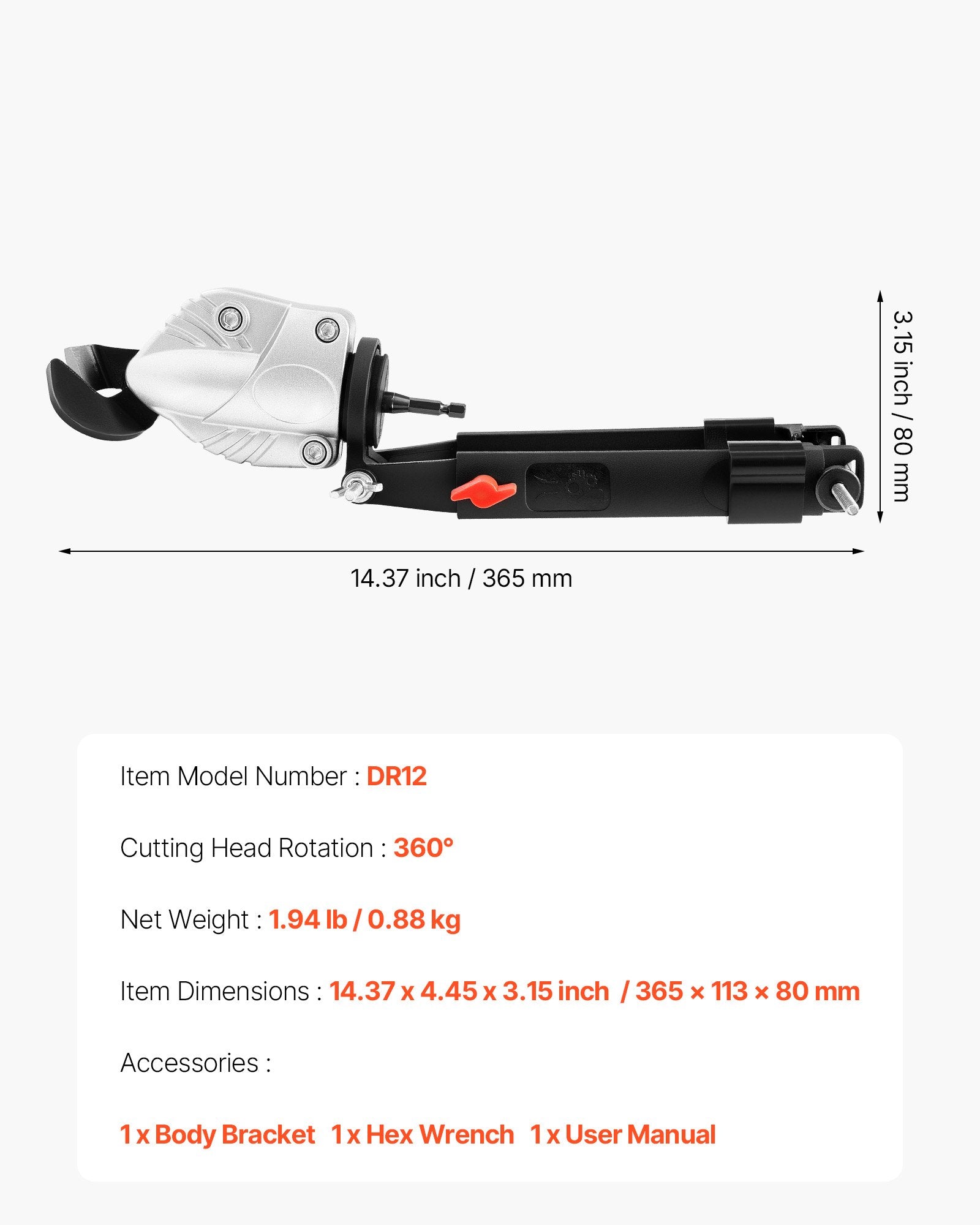 Metal Shear Drill Attachment 360° Head Sheet Cutter for Steel Aluminum