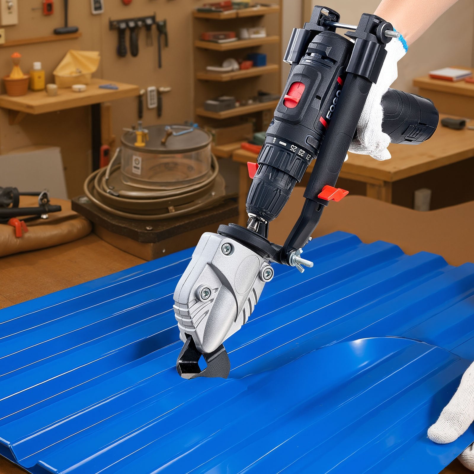 Metal Shear Drill Attachment 360° Head Sheet Cutter for Steel Aluminum