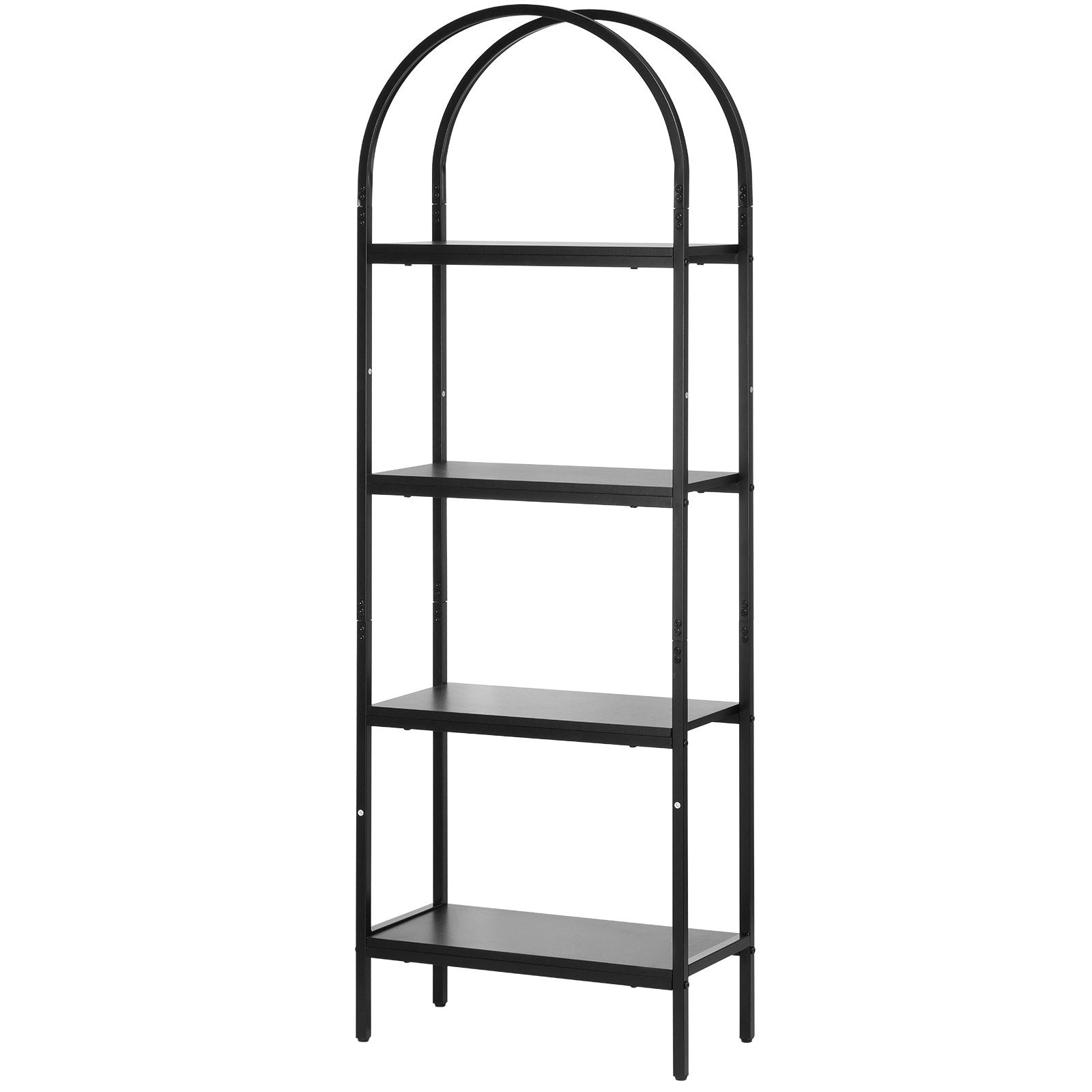 Metal 4-Tier Arched Industrial Bookshelf, Small Rustic Open Shelf Storage Rack