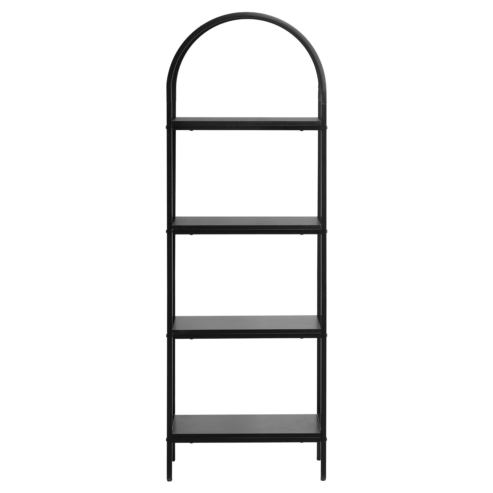 Metal 4-Tier Arched Industrial Bookshelf, Small Rustic Open Shelf Storage Rack