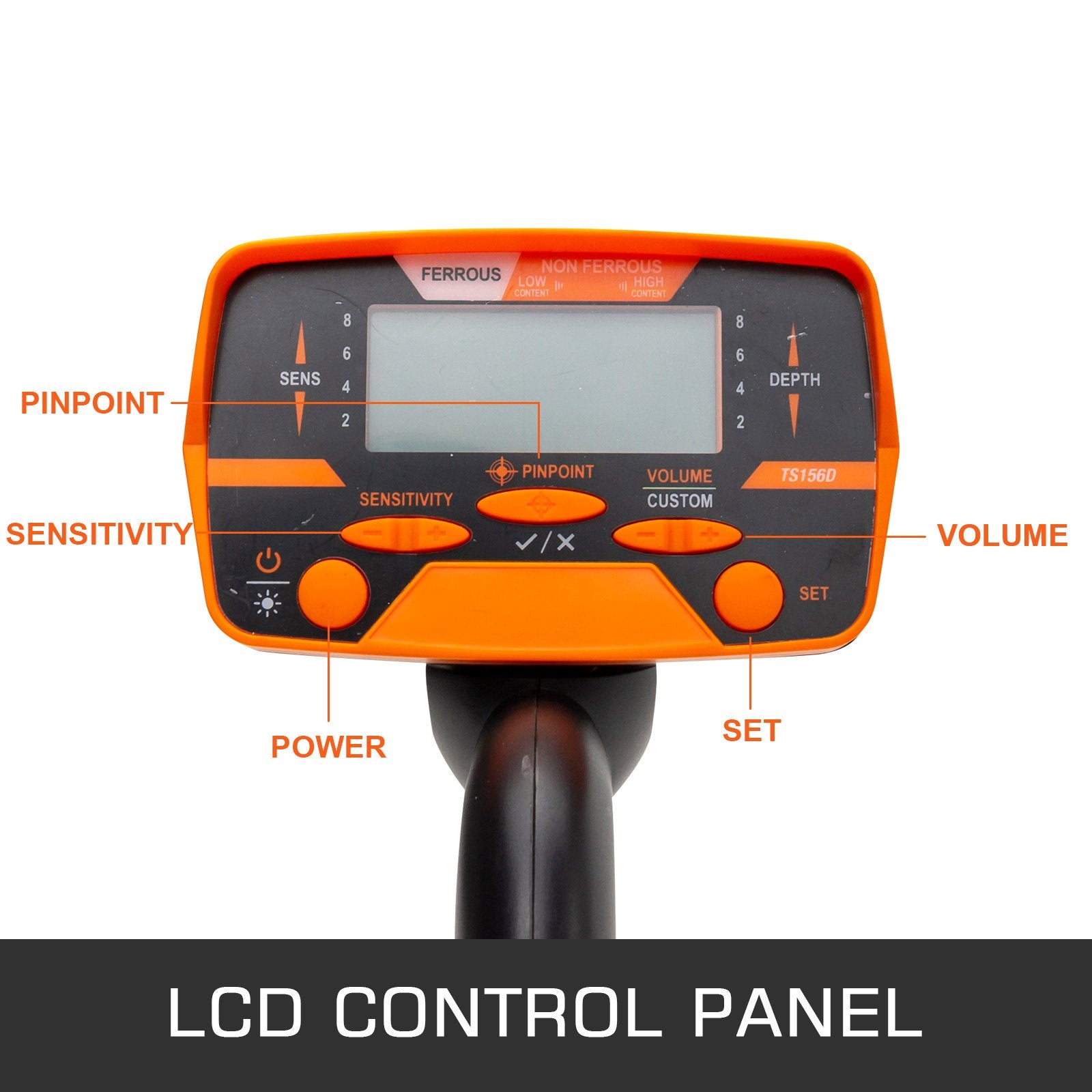 Waterproof Yellow Metal Detector LCD Display Adjustable Length 130cm