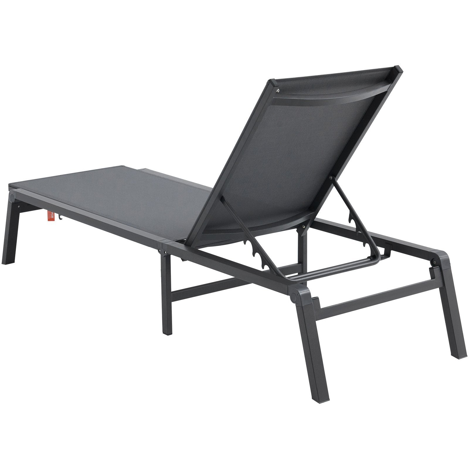 2PCS Outdoor Chaise Lounge Chairs Aluminum Folding Recliner 5-Position Dark Grey