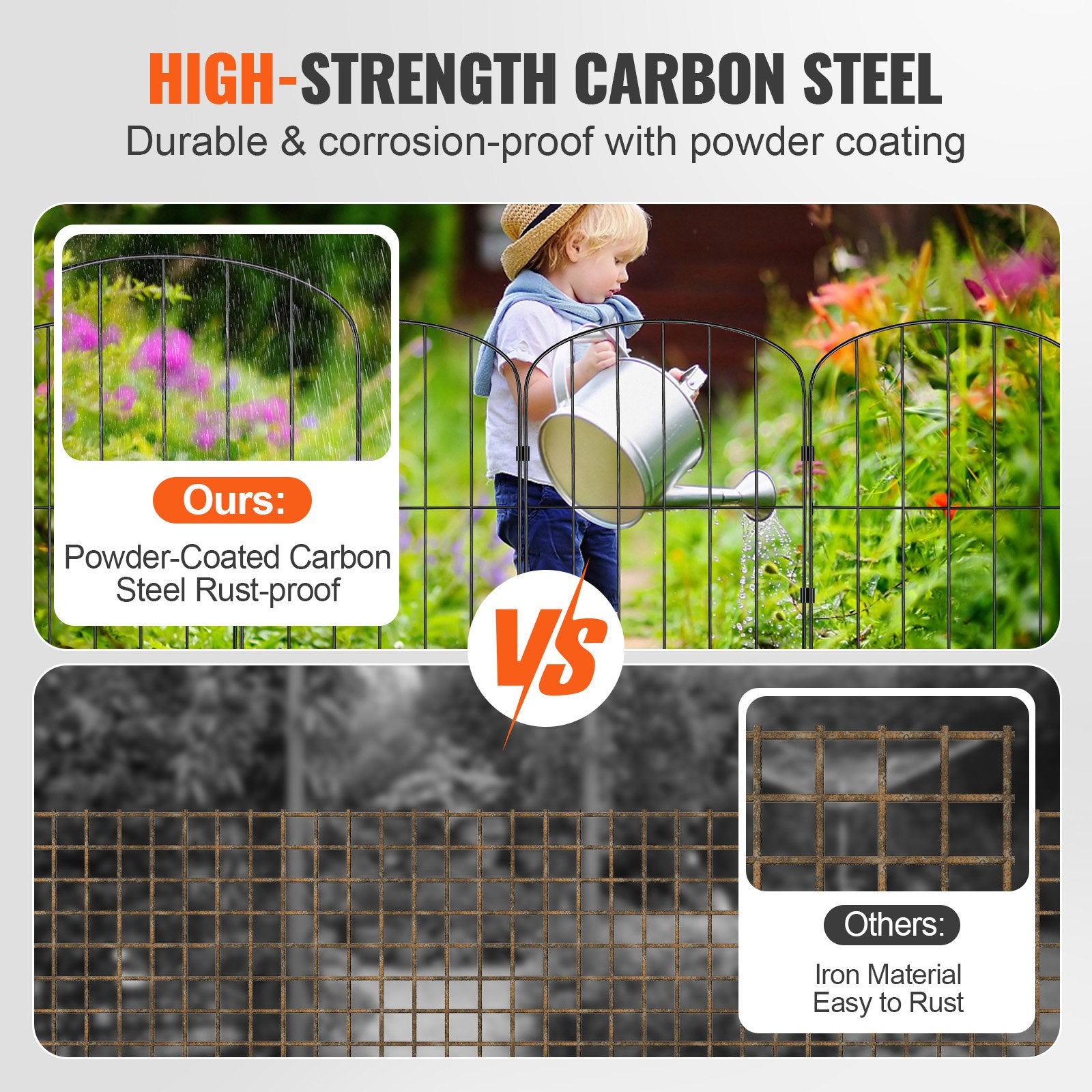 Garden Fence 24"x11ft Animal Barrier Metal Dog Fence 10 Pack 2in Spike Spacing