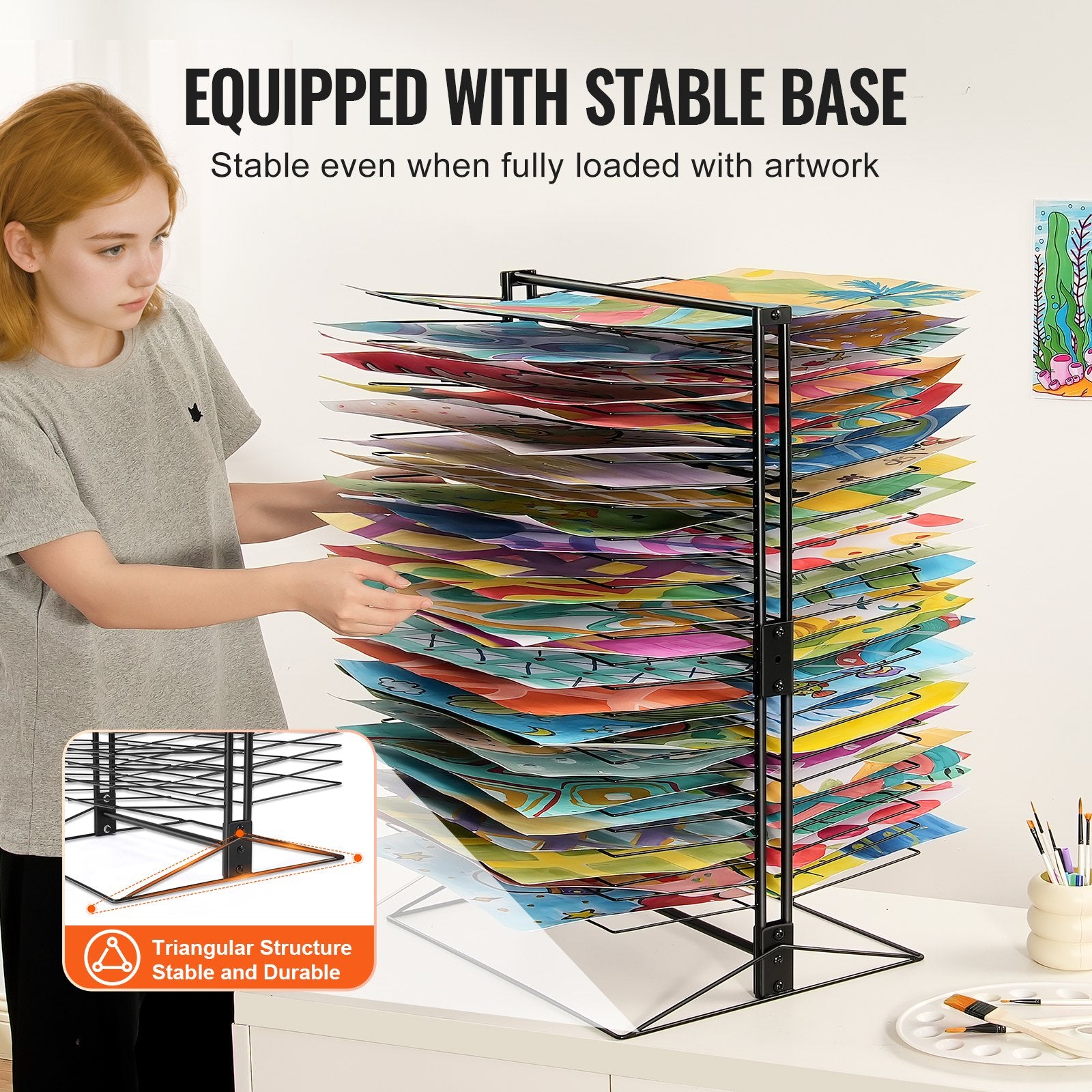 Art Drying Rack 50 Shelves 20x17x30 Inch Carbon Steel Painting Studios Black