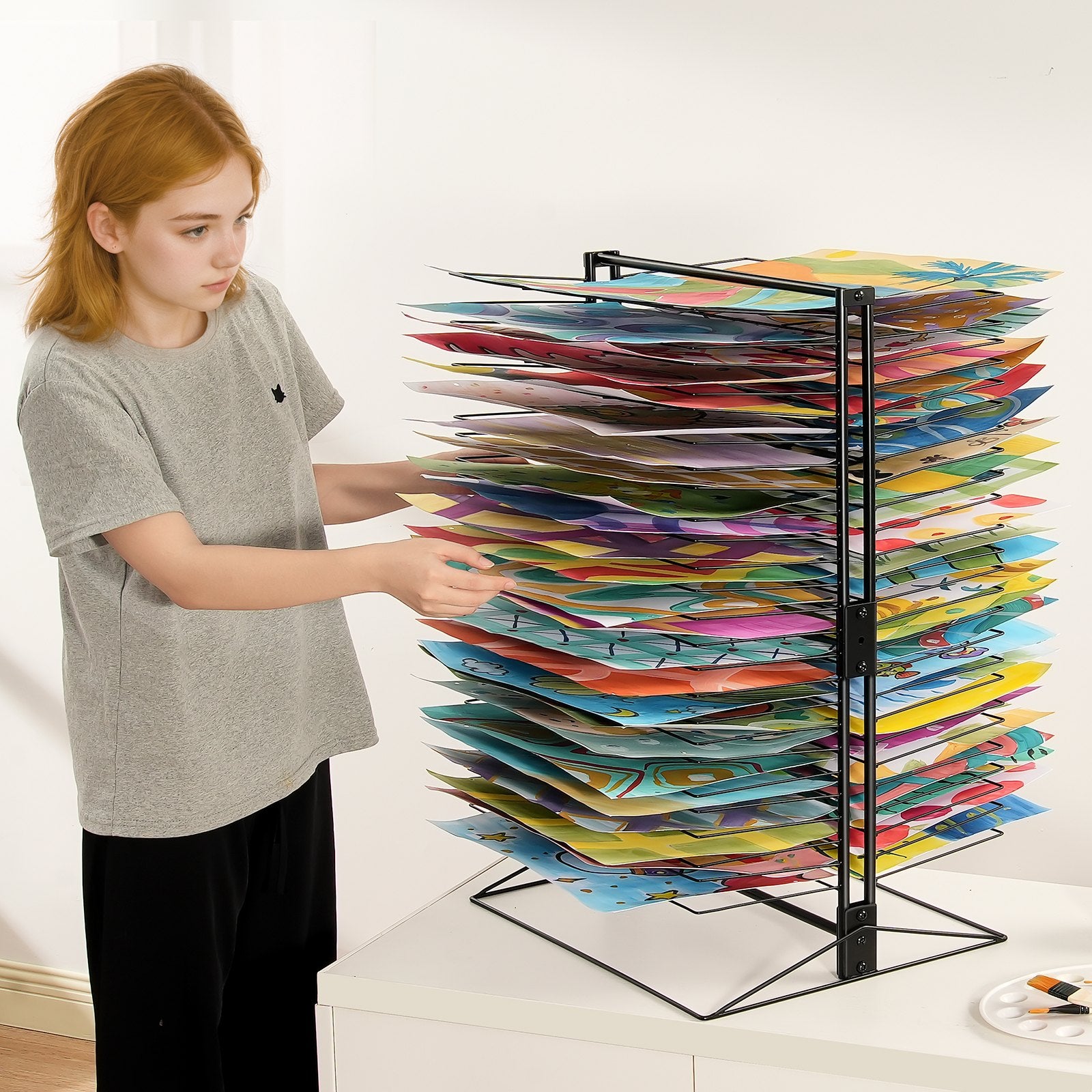 Art Drying Rack 50 Shelves 20x17x30 Inch Carbon Steel Painting Studios Black
