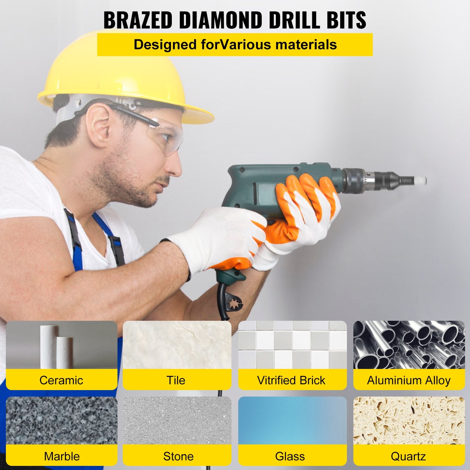 Diamond Drill Bits, 7PCS Tile Hole Saw Kit 6-14mm Vacuum Brazed with Case
