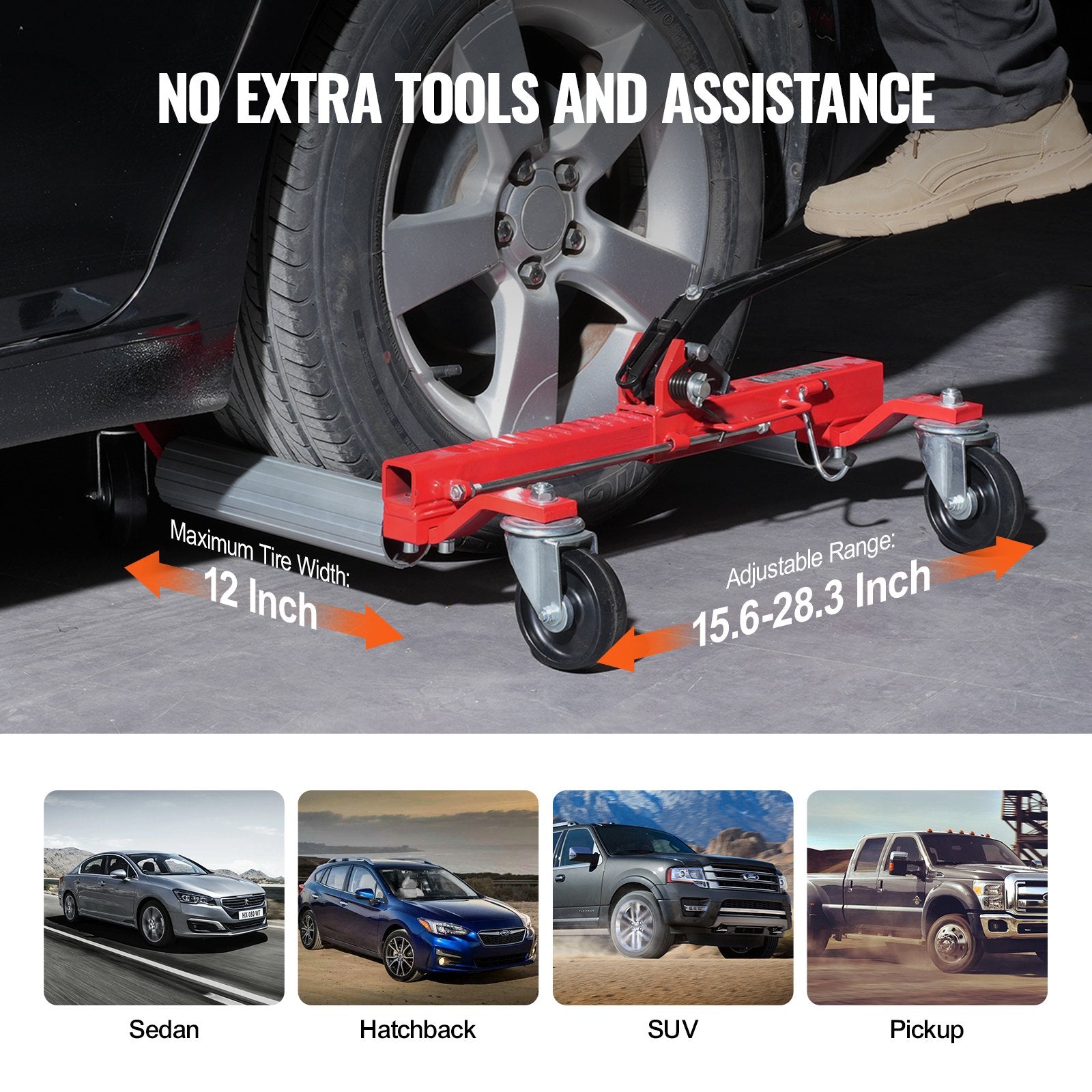 Wheel Dolly 1500 Lbs Car Jack Lifter with 360° Rotatable Wheels Heavy Duty