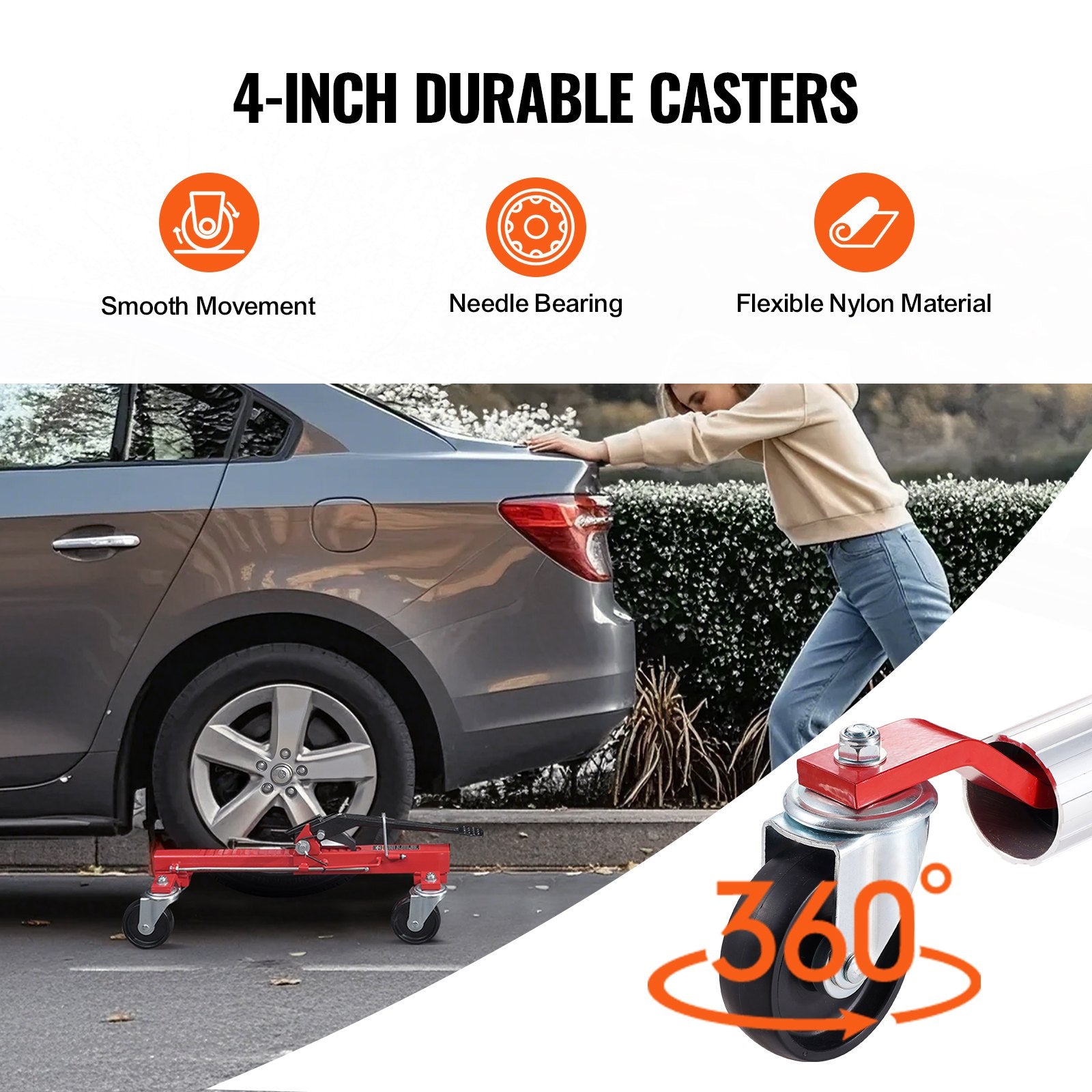 Wheel Dolly 1500 Lbs Car Jack Lifter with 360° Rotatable Wheels Heavy Duty