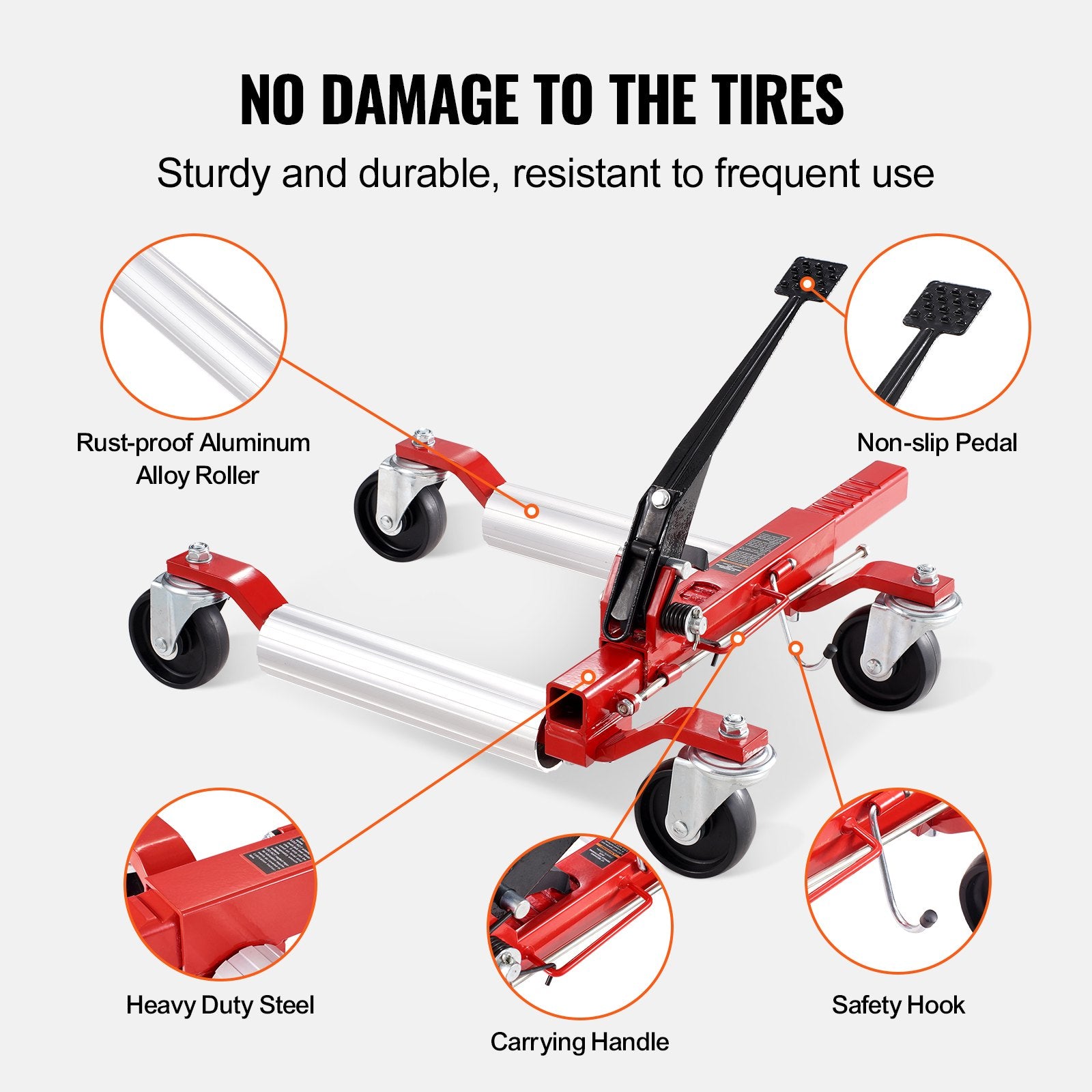 Wheel Dolly 1500 Lbs Car Jack Lifter with 360° Rotatable Wheels Heavy Duty