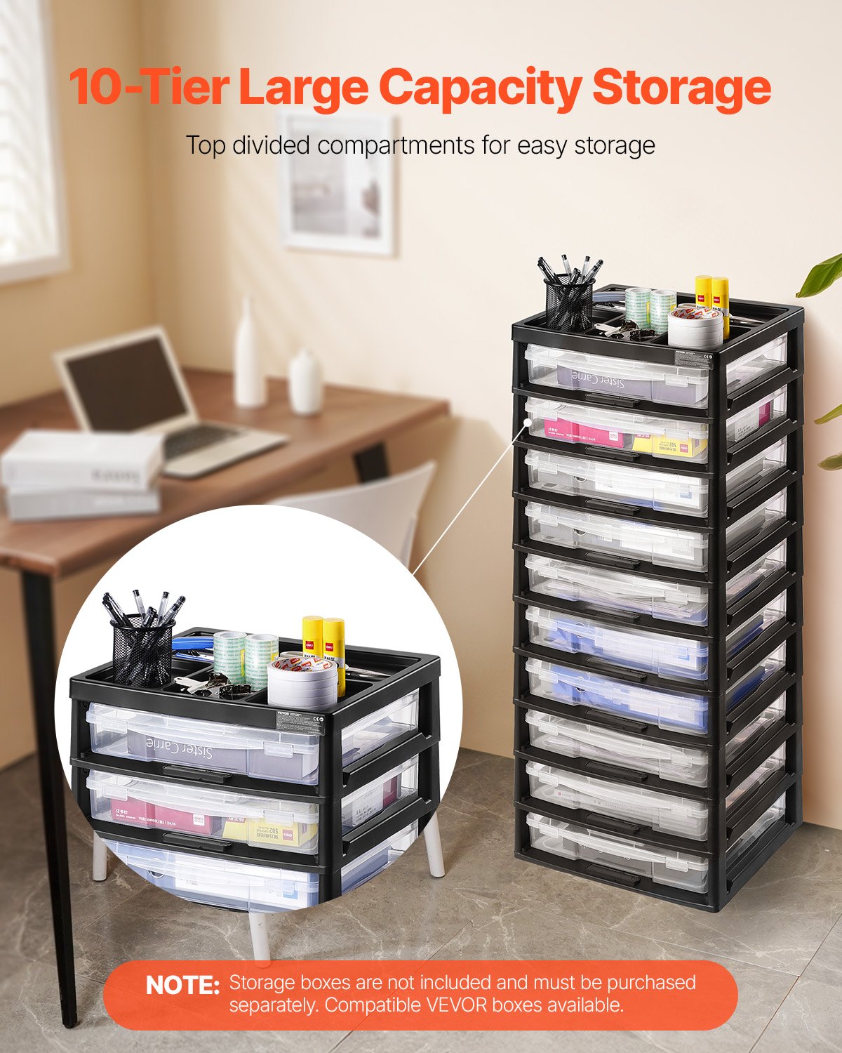 Plastic Storage Organizer Cart Craft Scrapbook Rack Rolling Black