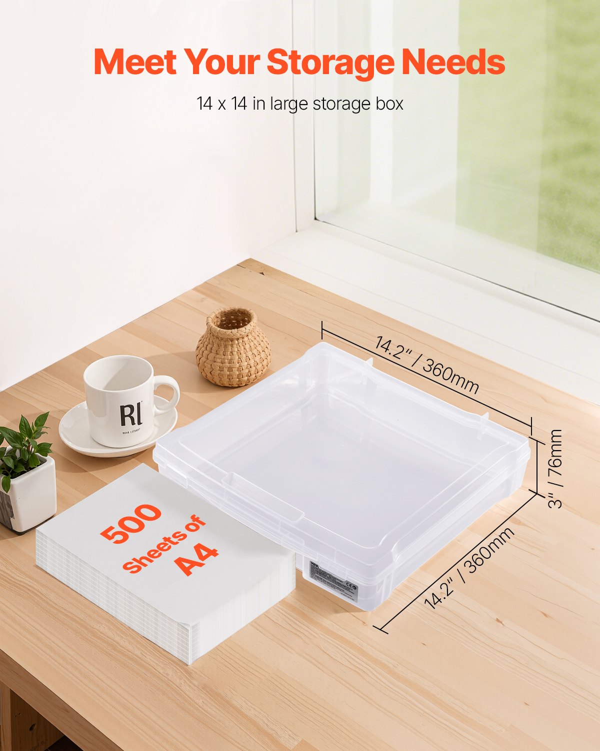 Scrapbook Paper Storage 4-Pack Stackable Clear Plastic Boxes w/Double Latches