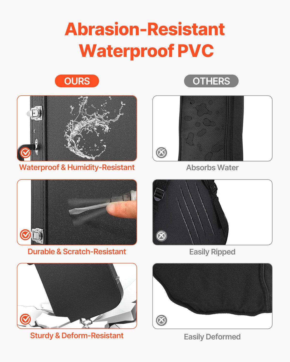 Waterproof Electric 109.5cm Rectangular Guitar Hard Case with Lock and Handle