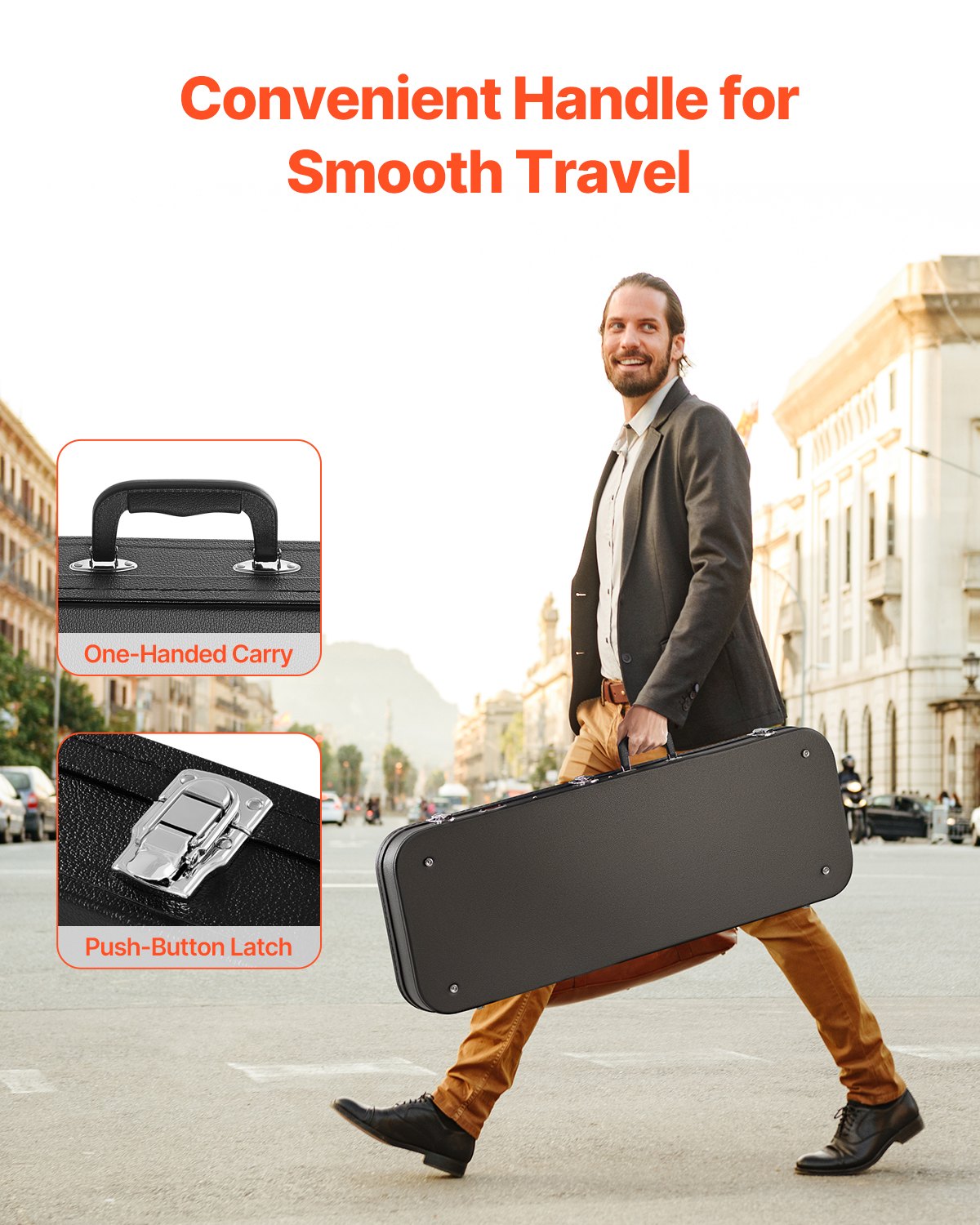 Waterproof Electric 109.5cm Rectangular Guitar Hard Case with Lock and Handle