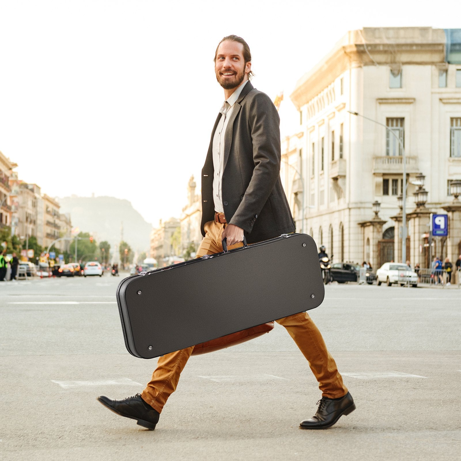 Waterproof Electric 109.5cm Rectangular Guitar Hard Case with Lock and Handle