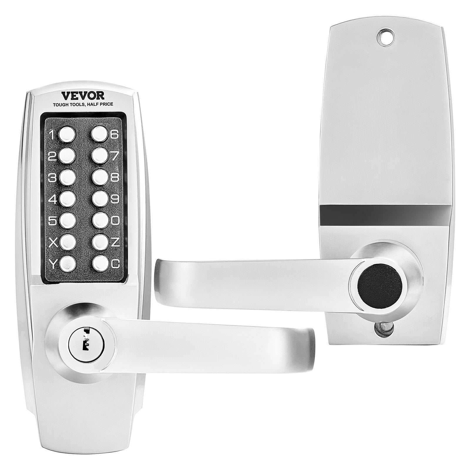 Mechanical Keyless Entry Door Lock 14-Key Keypad with Handle Stainless Steel