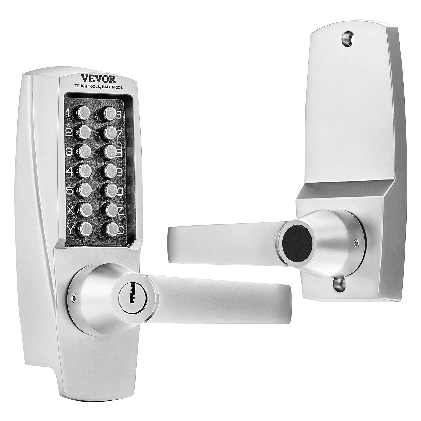 Mechanical Keyless Entry Door Lock 14-Key Keypad with Handle Stainless Steel
