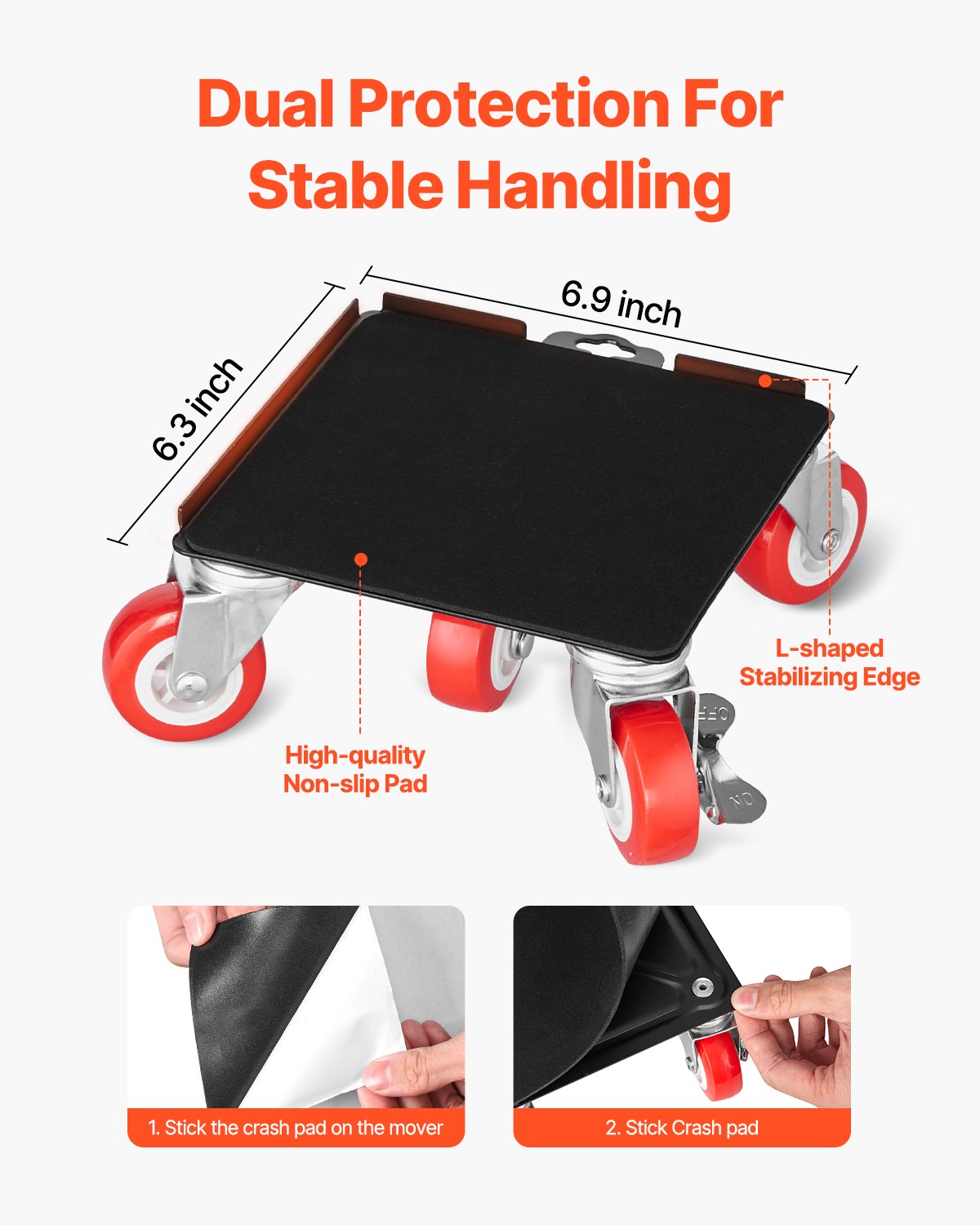 Furniture Dolly 1575 kg Heavy Duty with 5 360° Wheels Carbon Steel Panel Movers