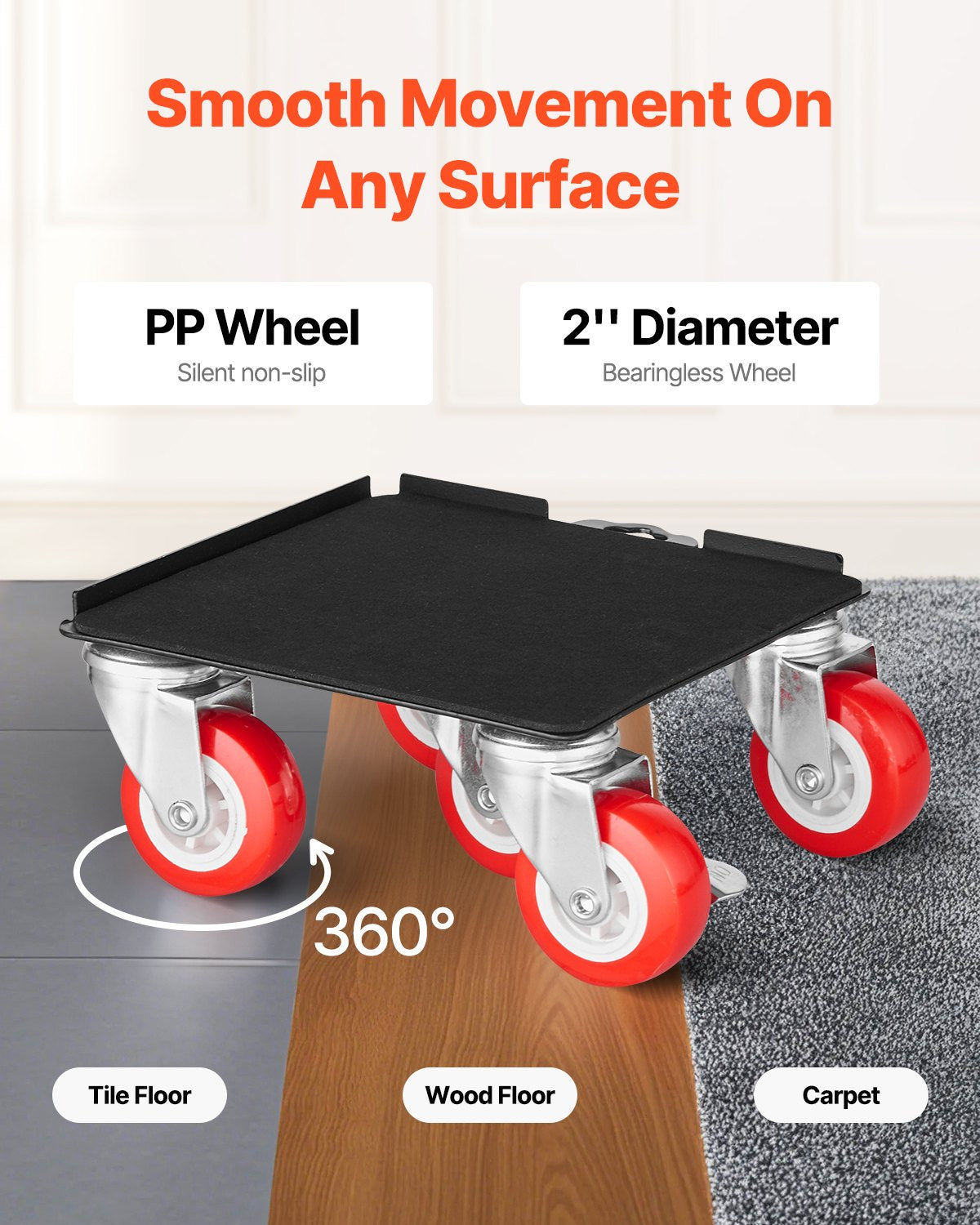 Furniture Dolly 1575 kg Heavy Duty with 5 360° Wheels Carbon Steel Panel Movers
