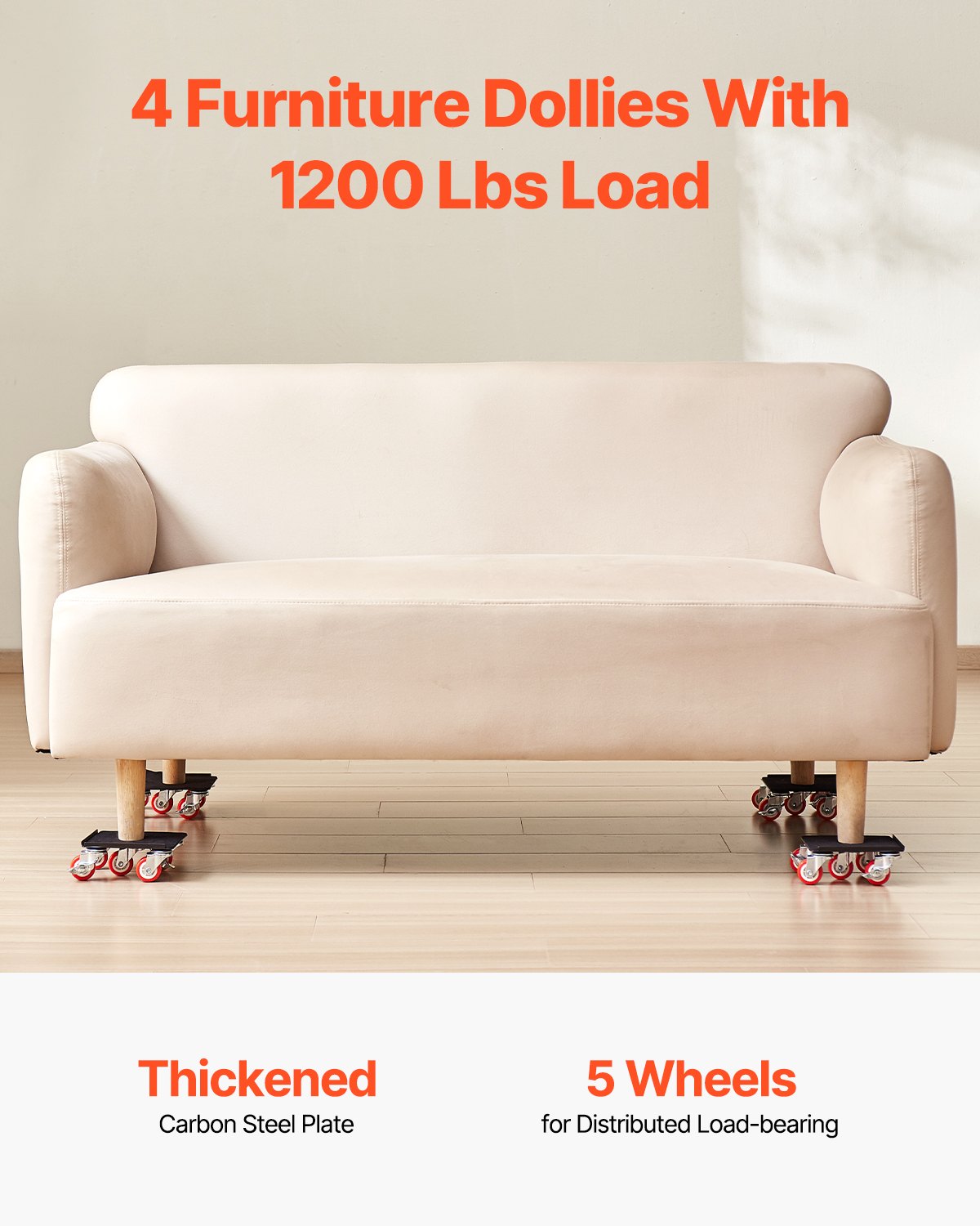 Furniture Dolly 544 kg Heavy Duty with 5 360° Wheels Carbon Steel Panel Movers