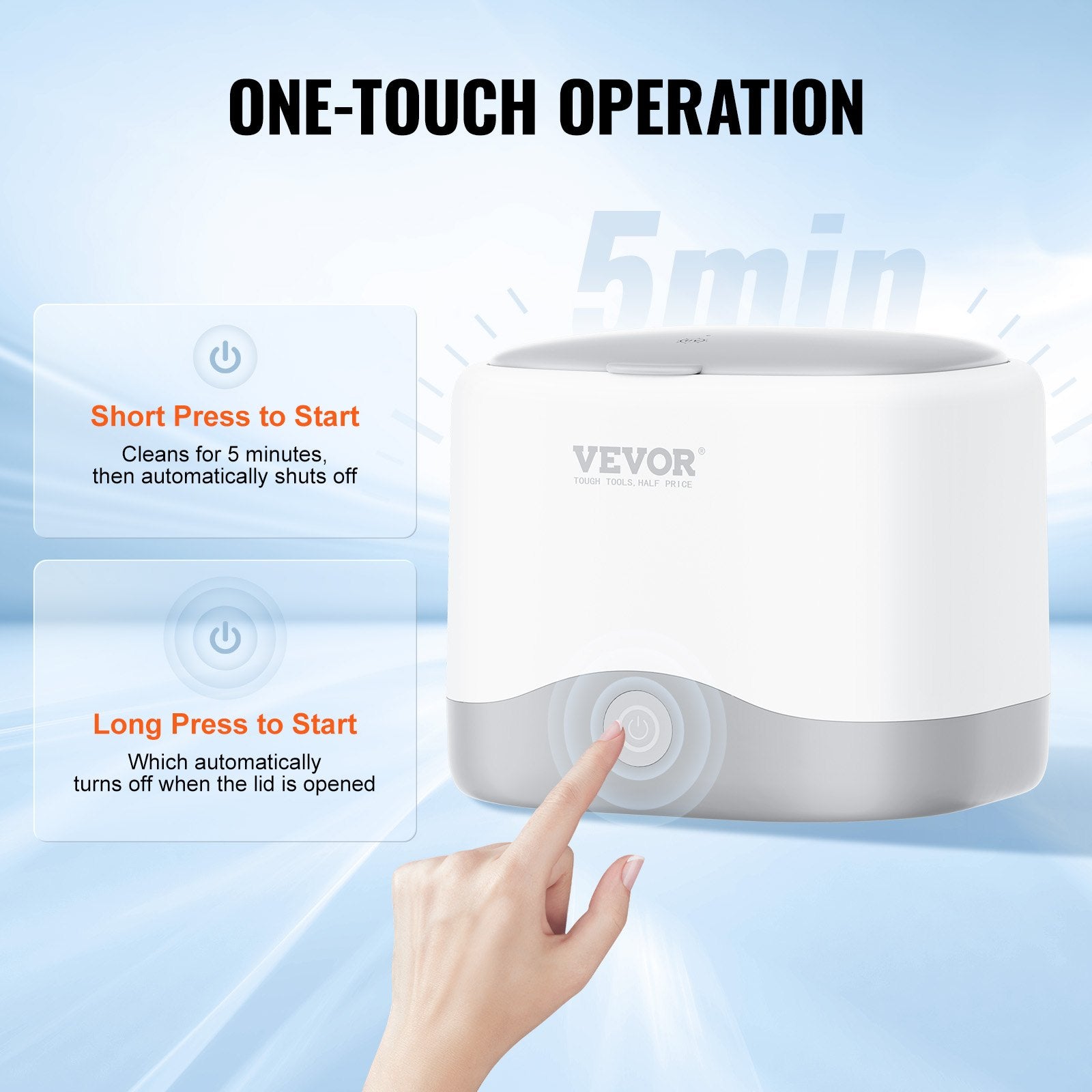Ultrasonic Cleaner 200ML Dentures Retainer with UV Light 30W Dental Cleaning
