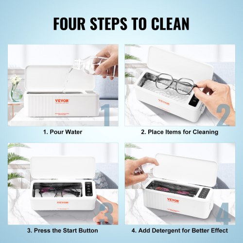 VEVOR Ultrasonic Cleaner Machine 16oz with 4 Timer Modes for Jewelry