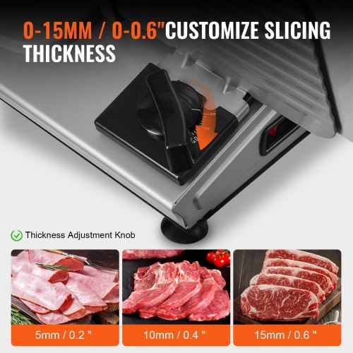VEVOR 180W Electric Meat Slicer SUS420 Blade Adjustable Thickness Home Use