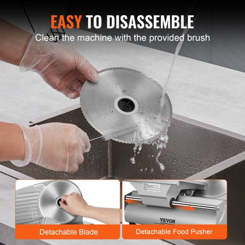 VEVOR 180W Electric Meat Slicer SUS420 Blade Adjustable Thickness Home Use